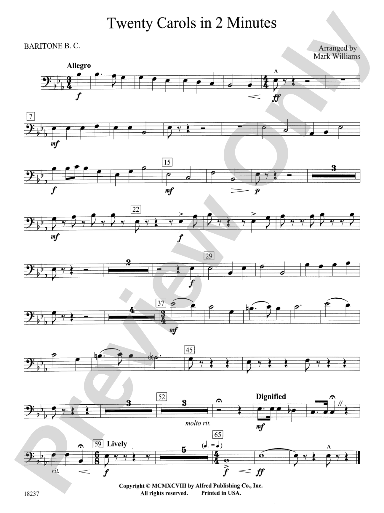 Twenty Carols in 2 Minutes: Baritone B.C.