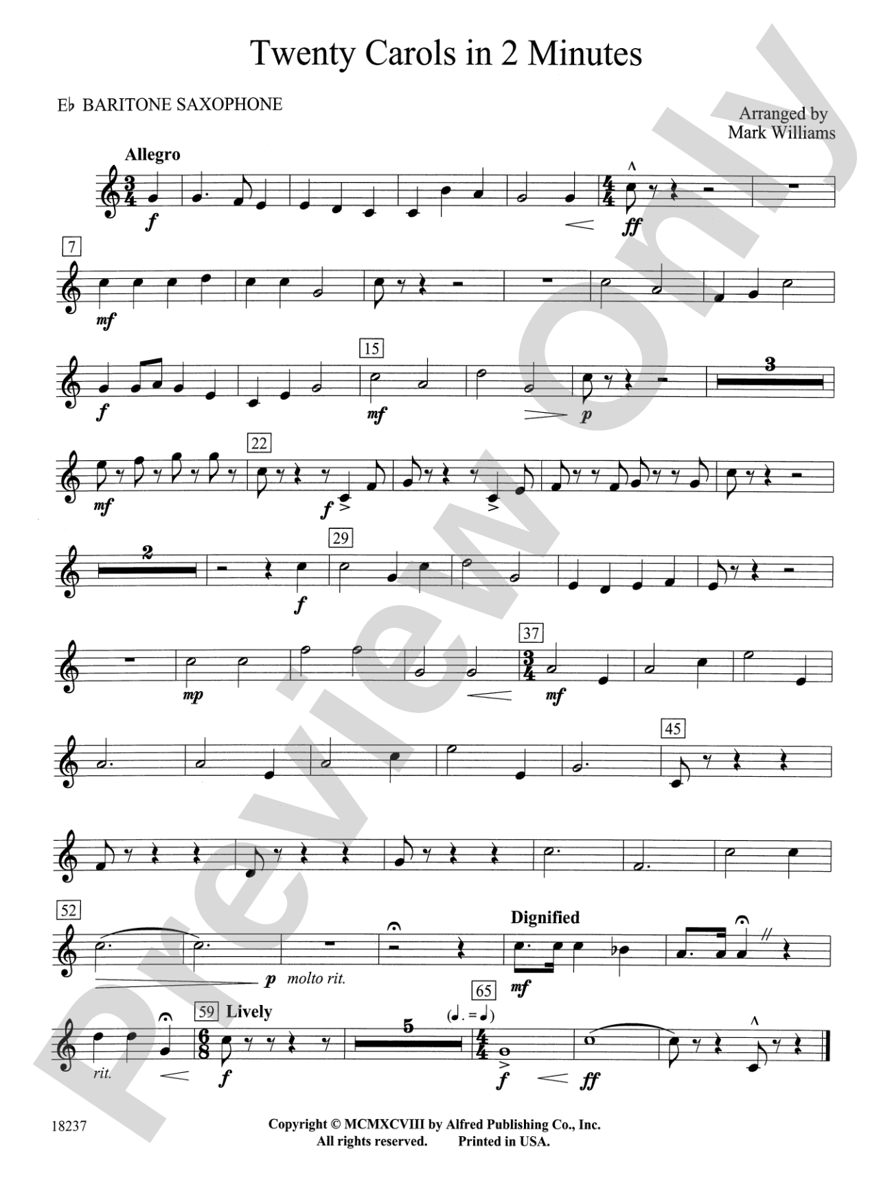 Twenty Carols in 2 Minutes: E-flat Baritone Saxophone