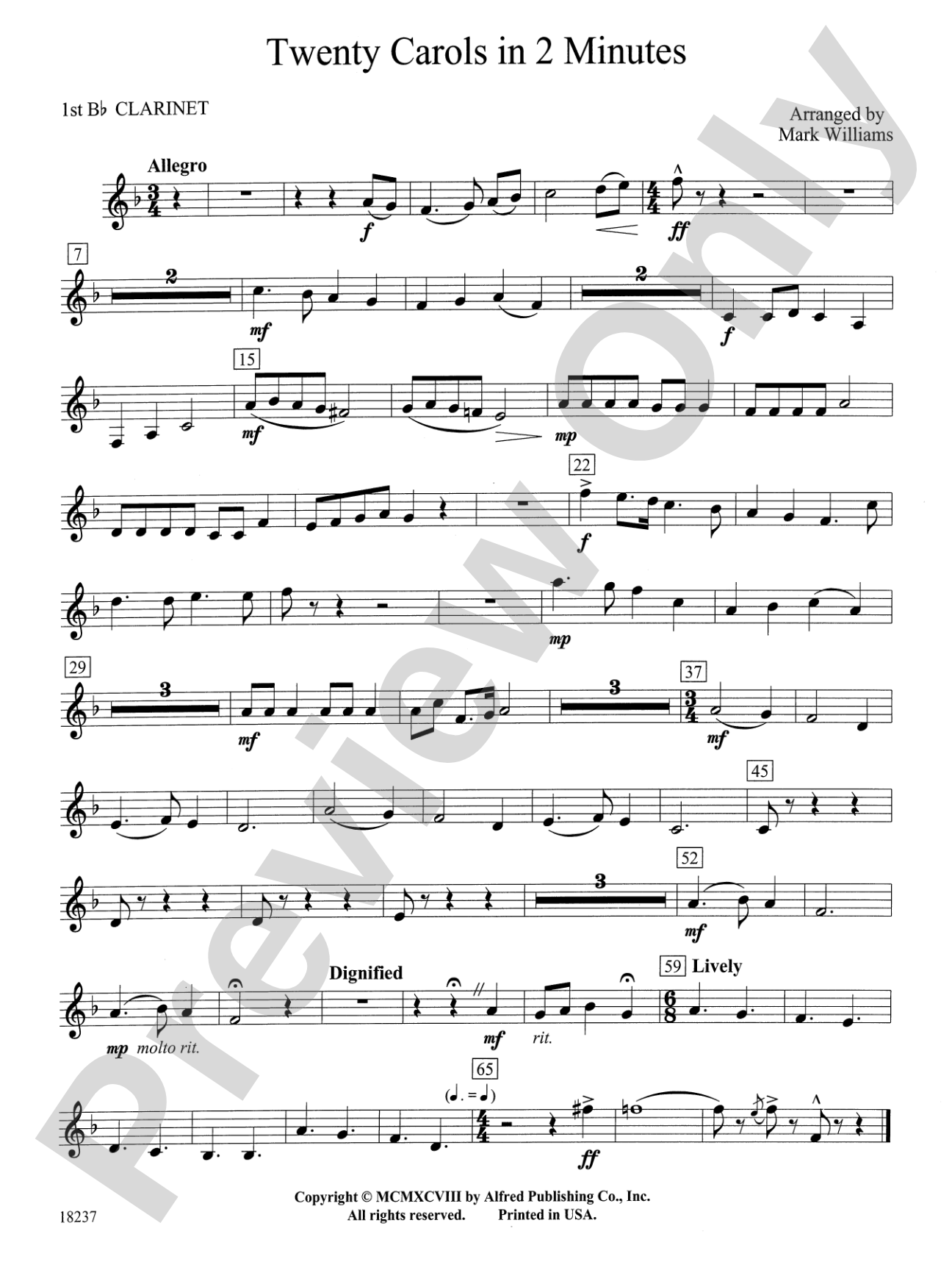 Twenty Carols in 2 Minutes: 1st B-flat Clarinet