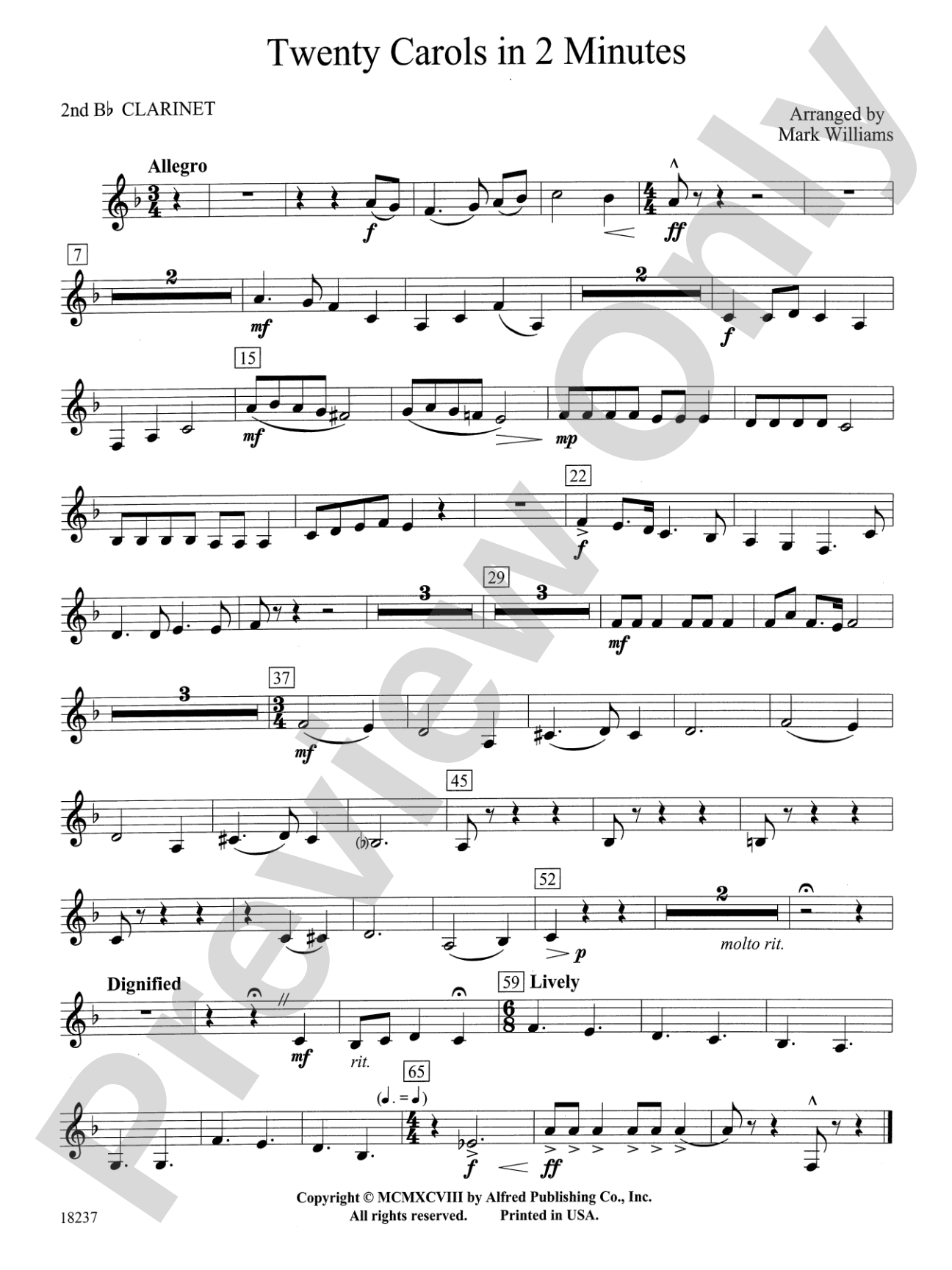 Twenty Carols in 2 Minutes: 2nd B-flat Clarinet