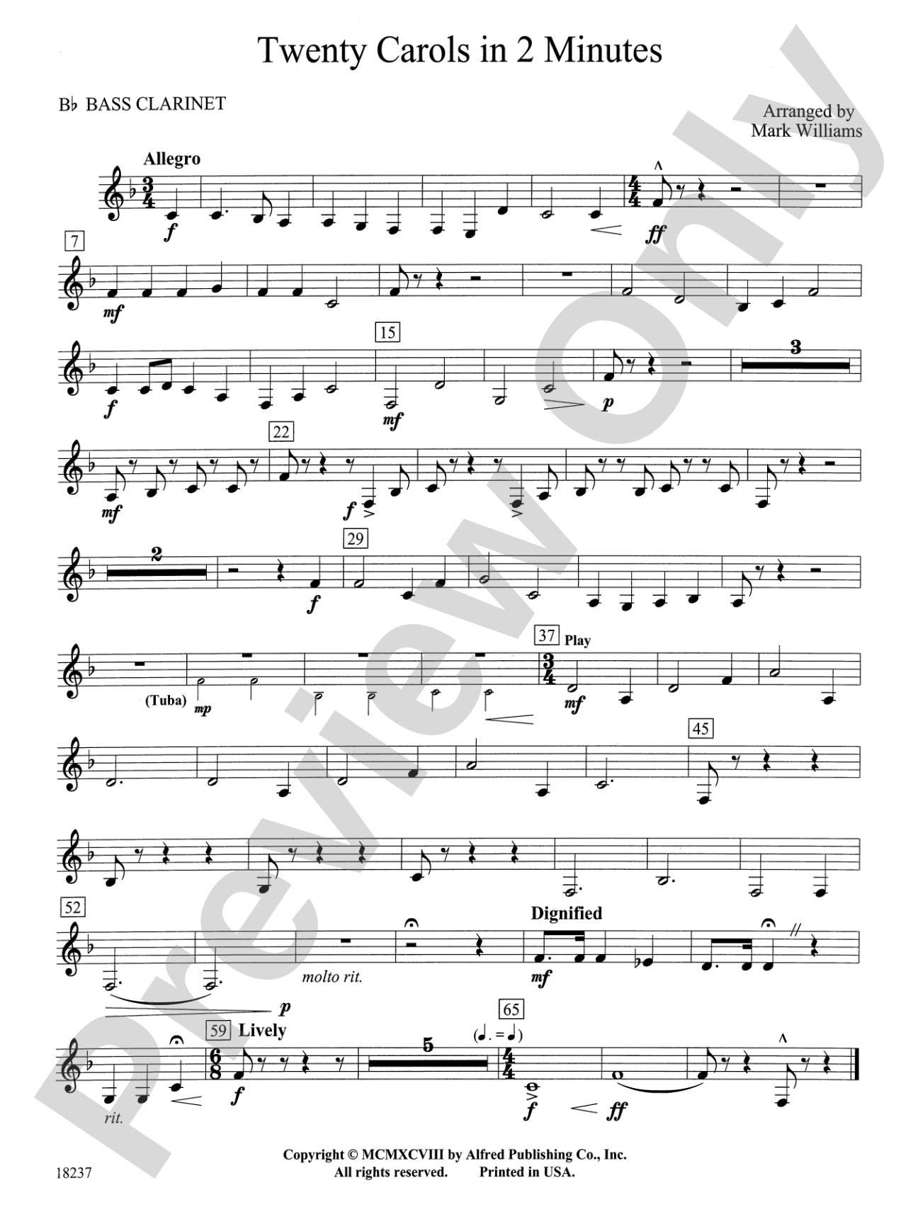 Twenty Carols in 2 Minutes: B-flat Bass Clarinet