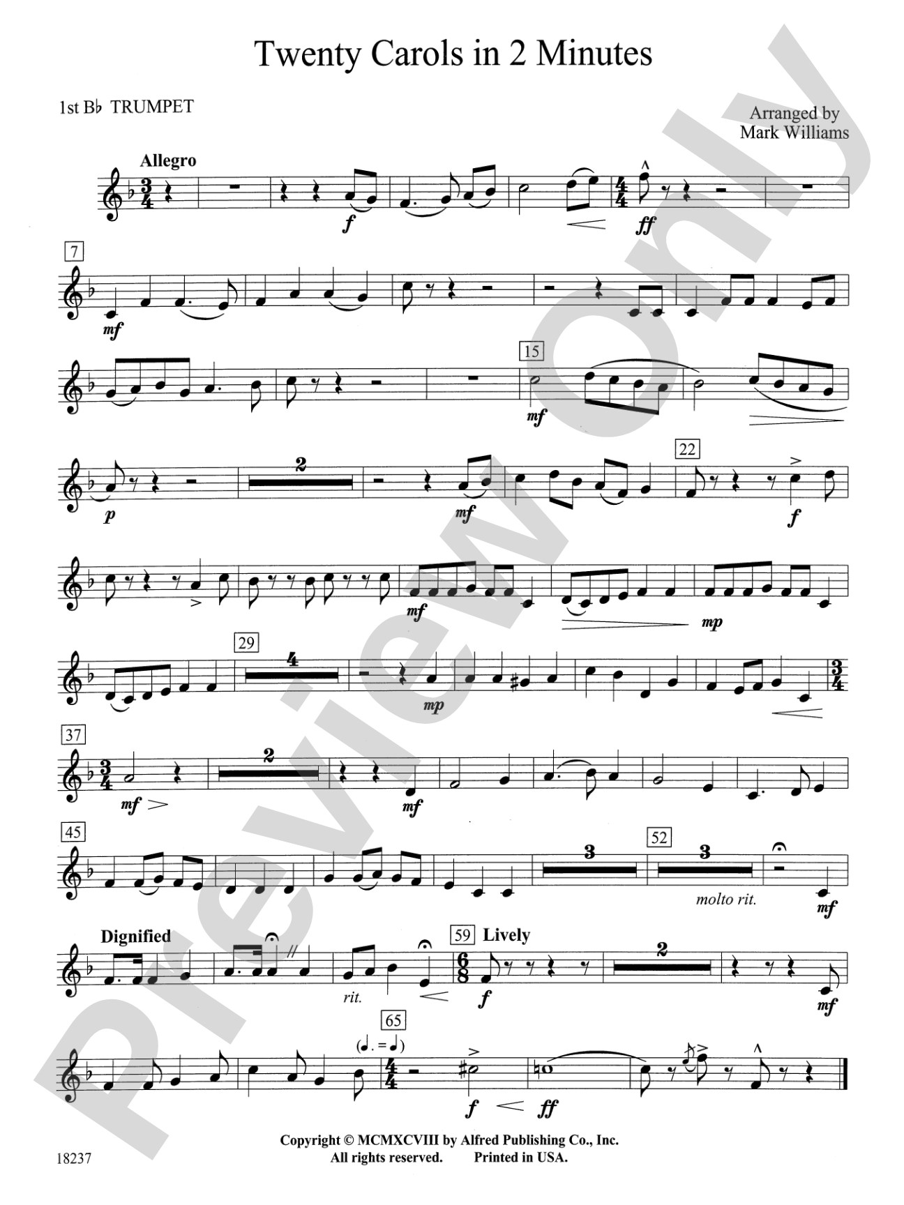 Twenty Carols in 2 Minutes: 1st B-flat Trumpet