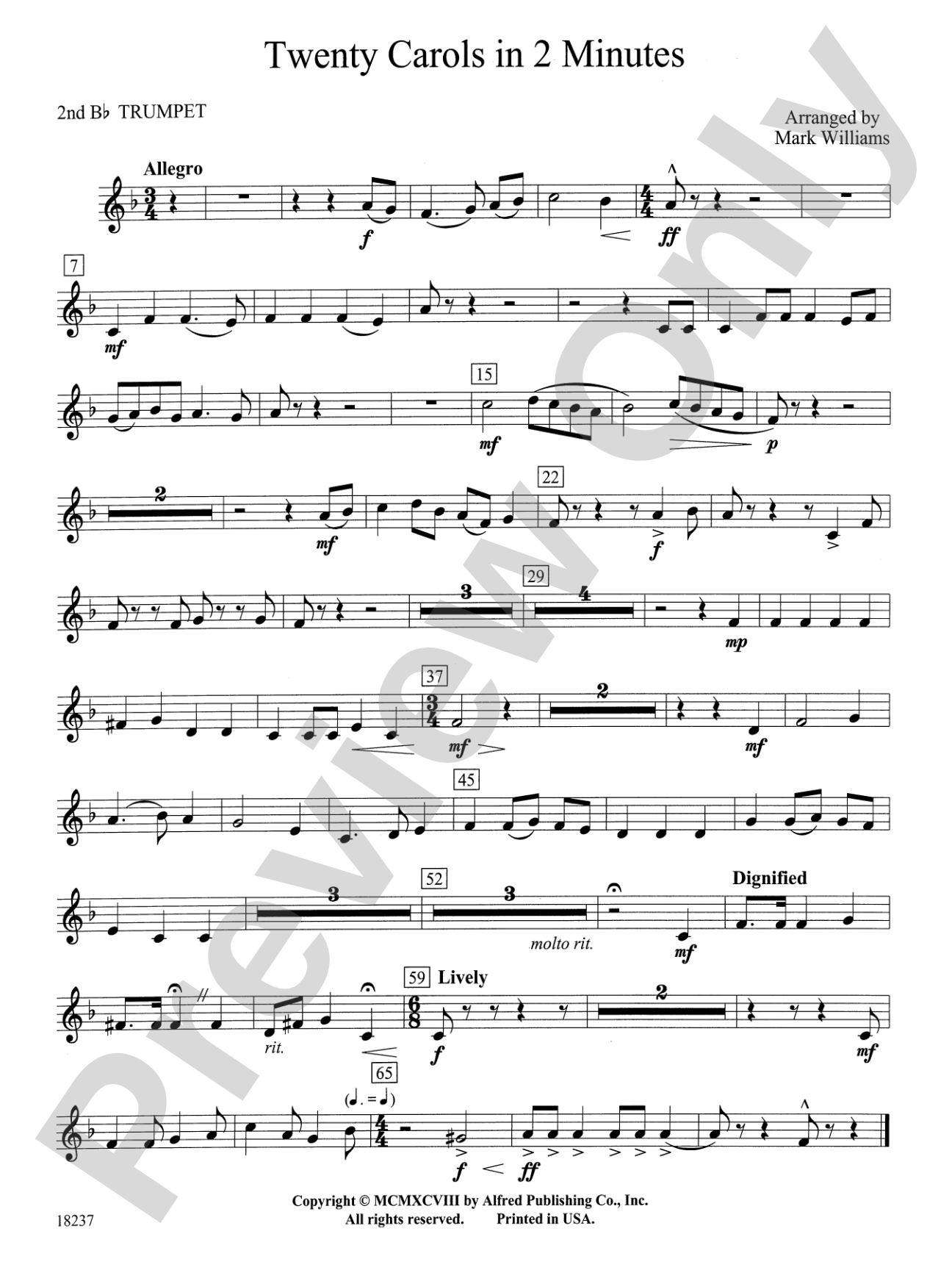 Twenty Carols in 2 Minutes: 2nd B-flat Trumpet