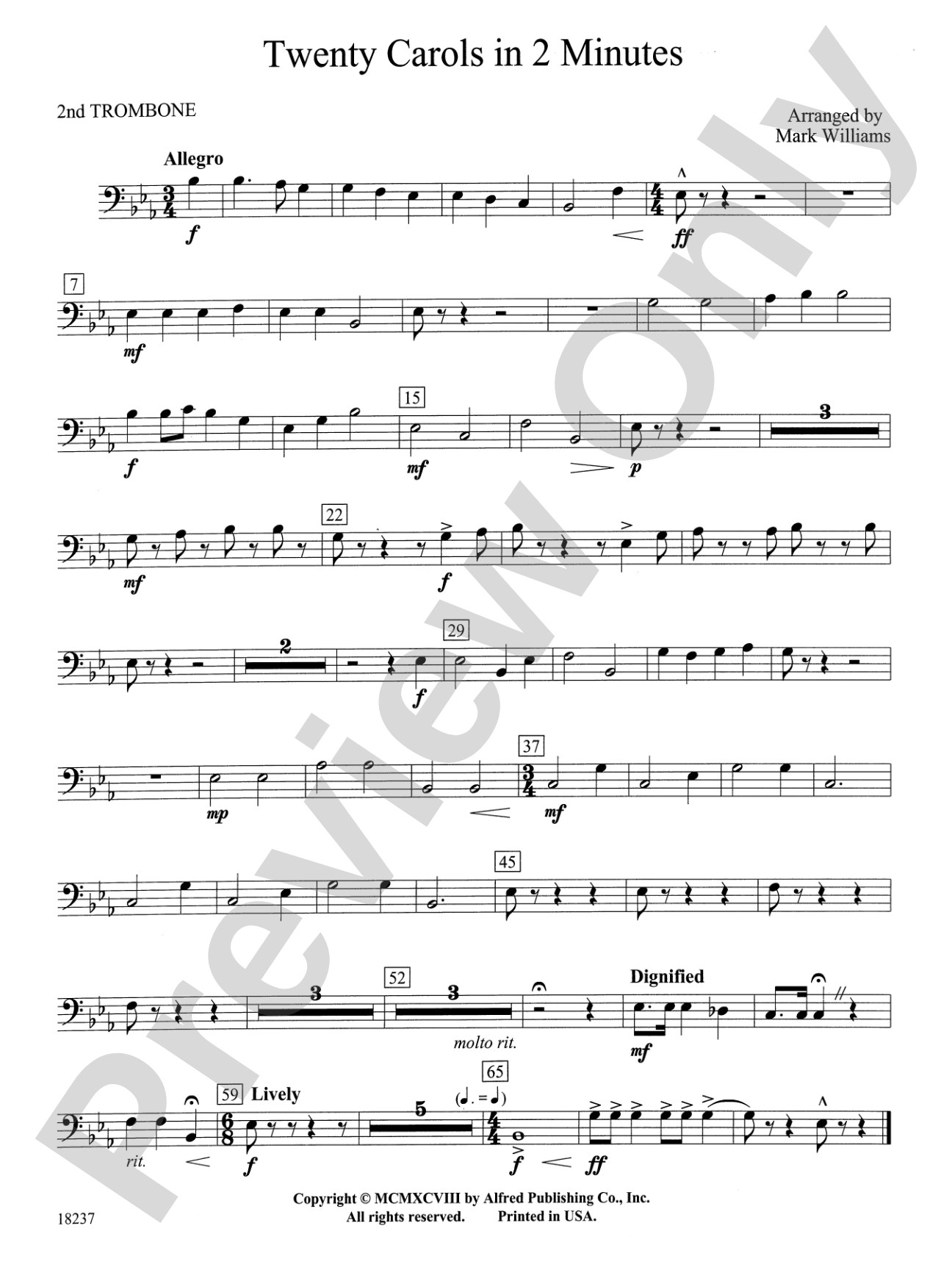 Twenty Carols in 2 Minutes: 2nd Trombone