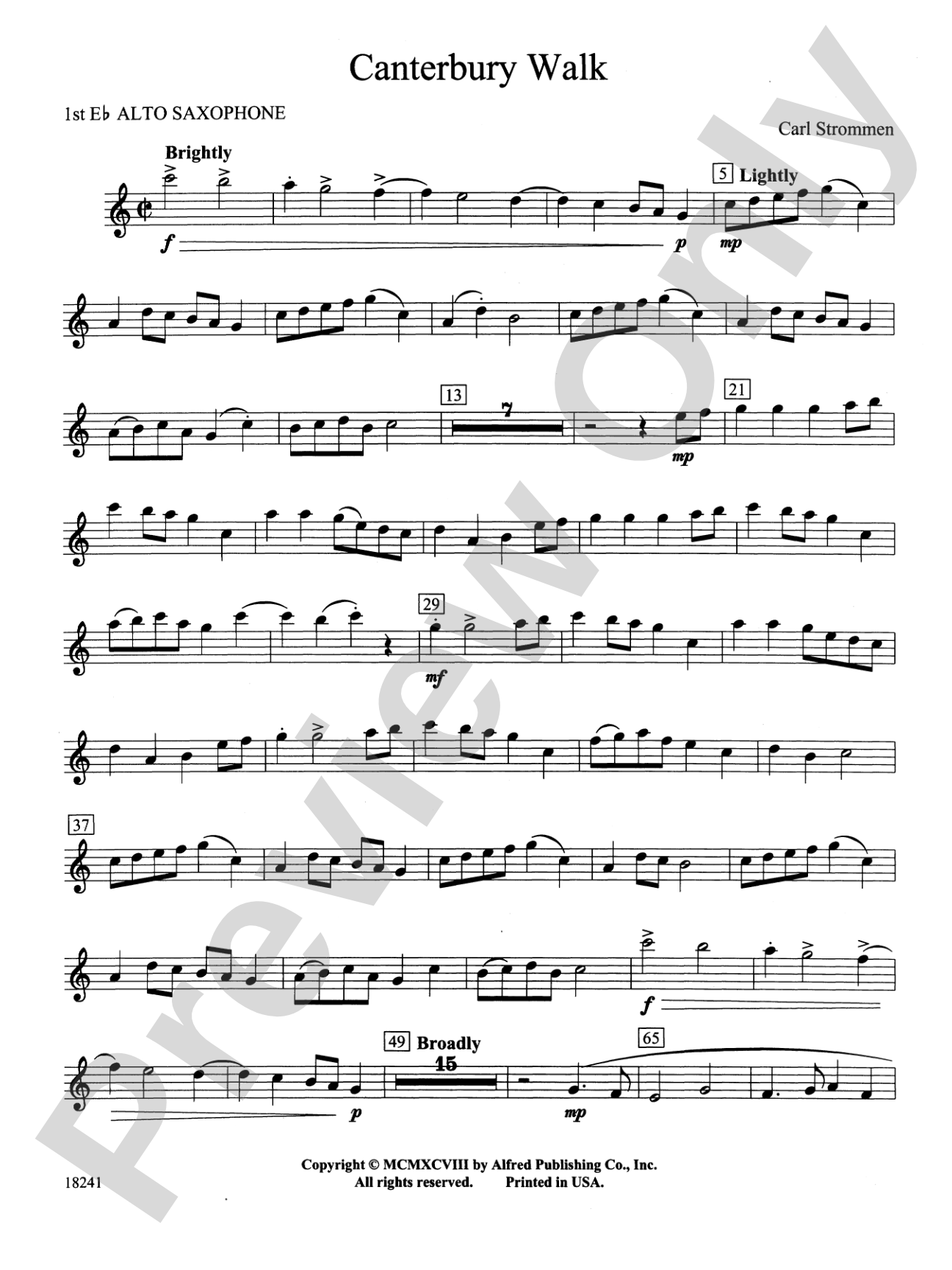 Canterbury Walk: E-flat Alto Saxophone