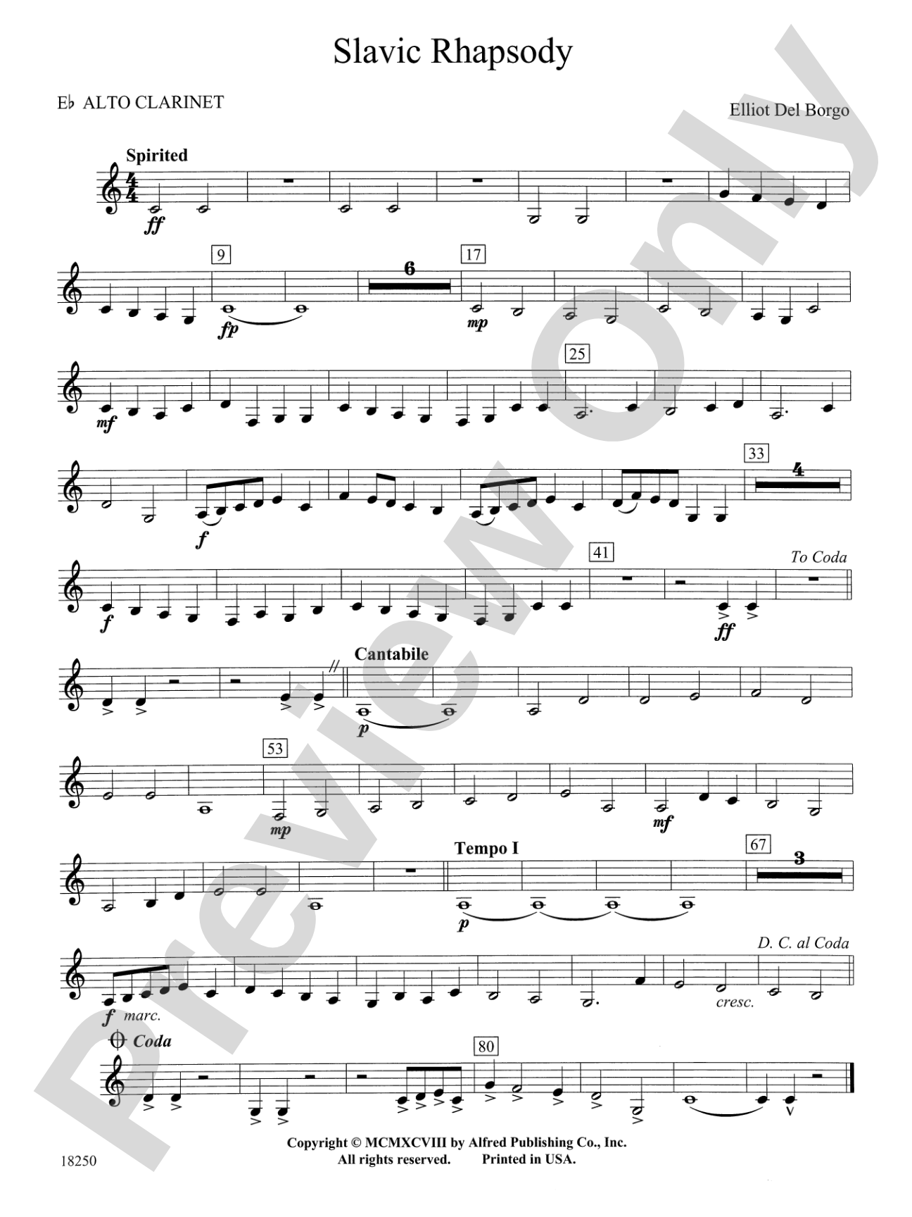 Slavic Rhapsody: E-flat Alto Clarinet