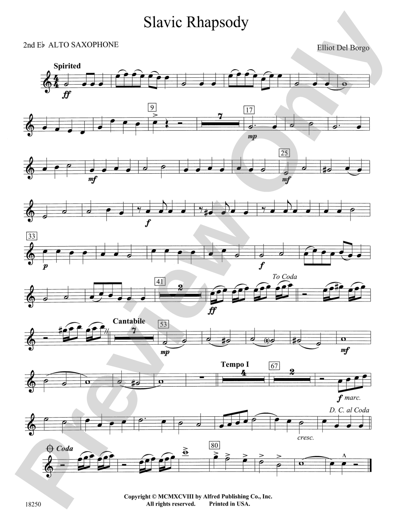 Slavic Rhapsody: 2nd E-flat Alto Saxophone