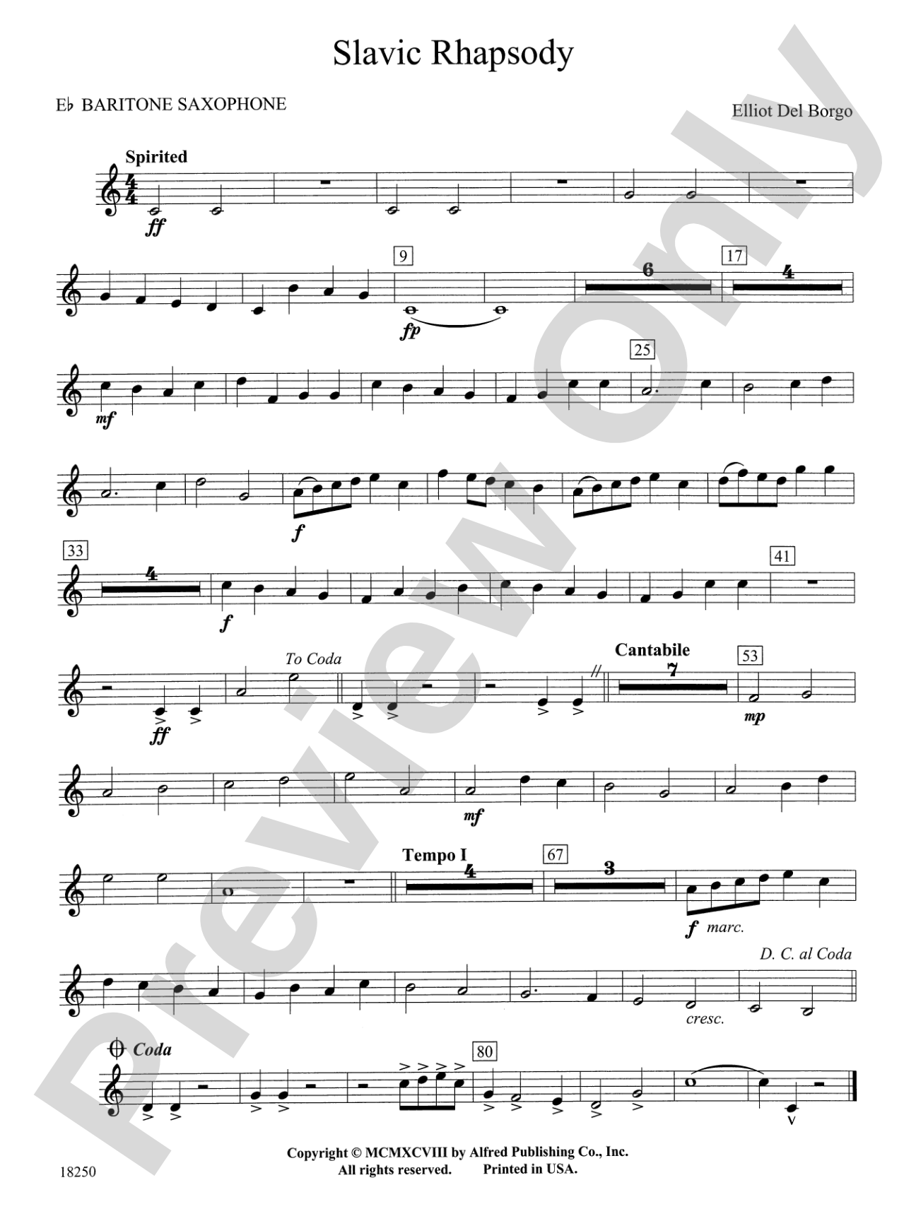 Slavic Rhapsody: E-flat Baritone Saxophone