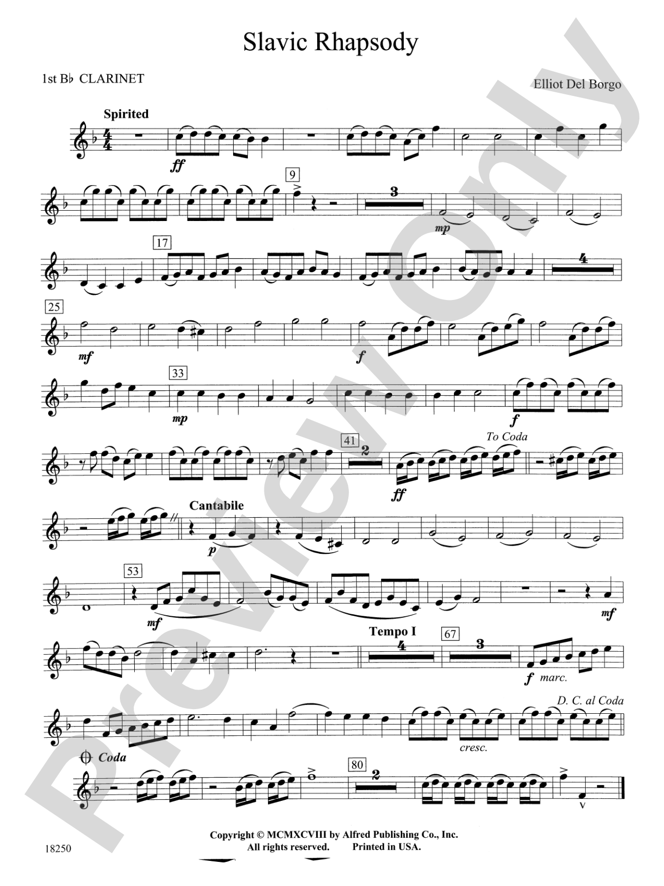 Slavic Rhapsody: 1st B-flat Clarinet