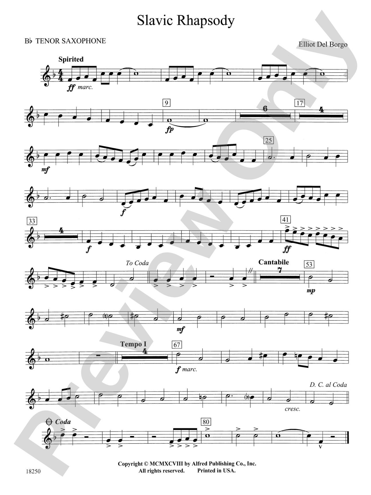 Slavic Rhapsody: B-flat Tenor Saxophone
