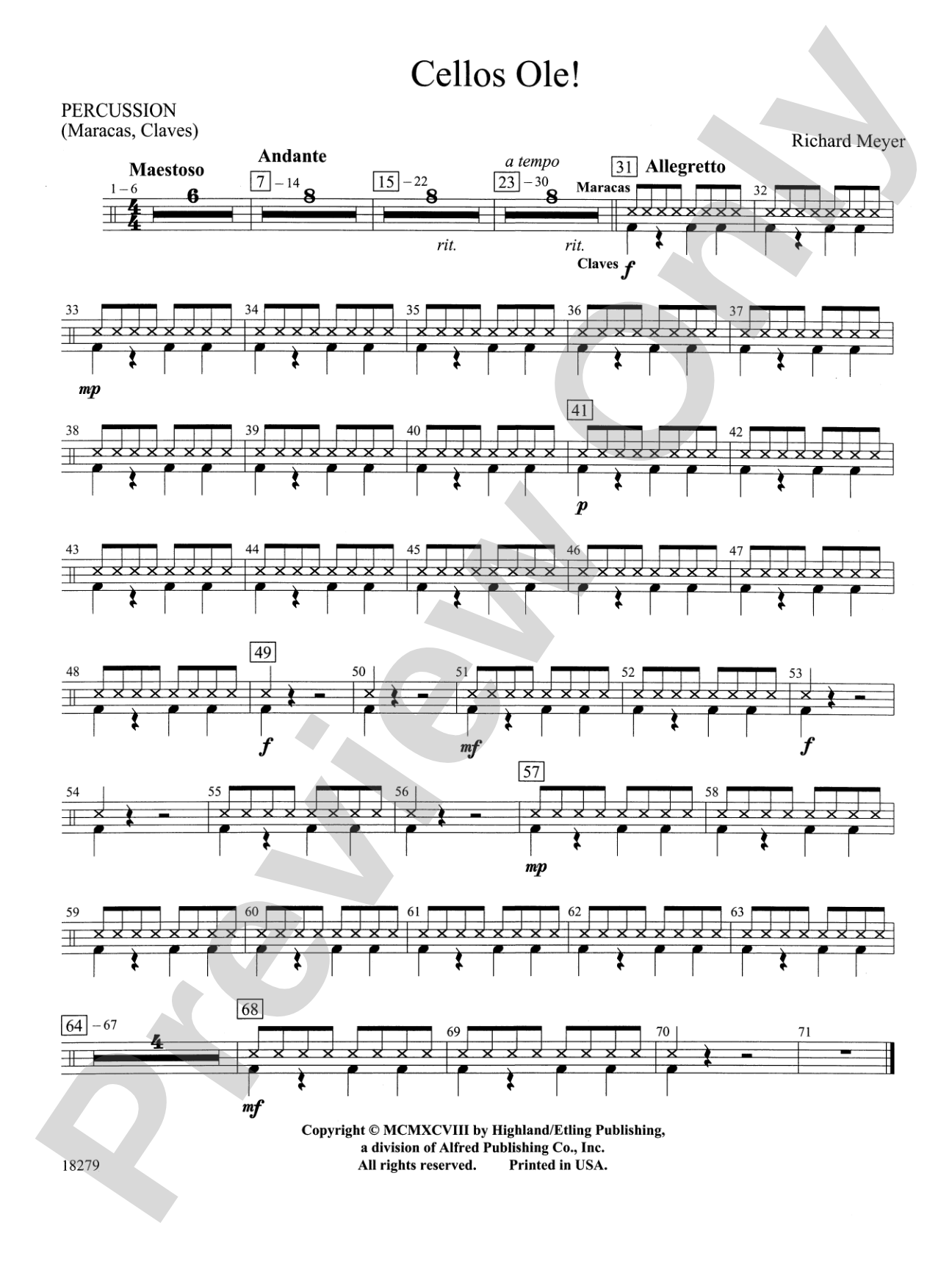 Cellos Ole!: 1st Percussion