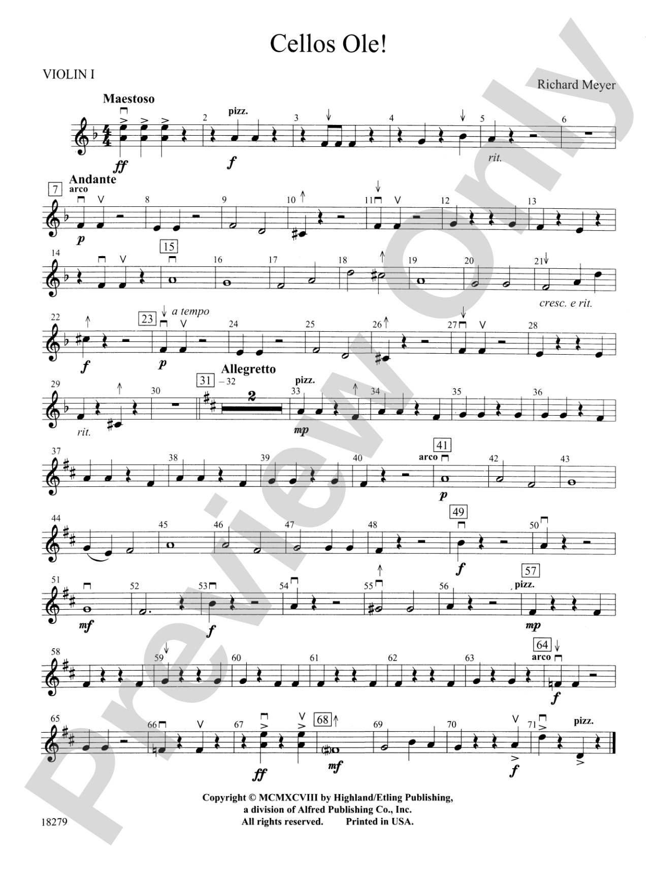 Cellos Ole!: 1st Violin
