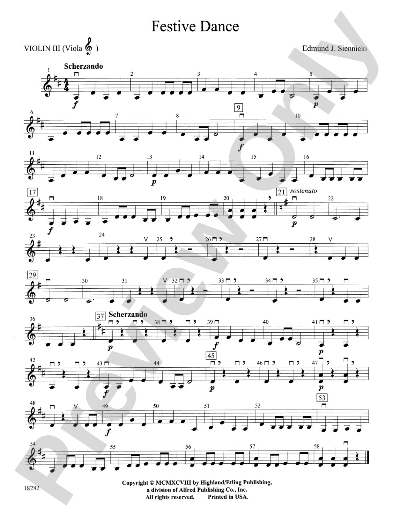 Festive Dance: 3rd Violin (Viola [TC])