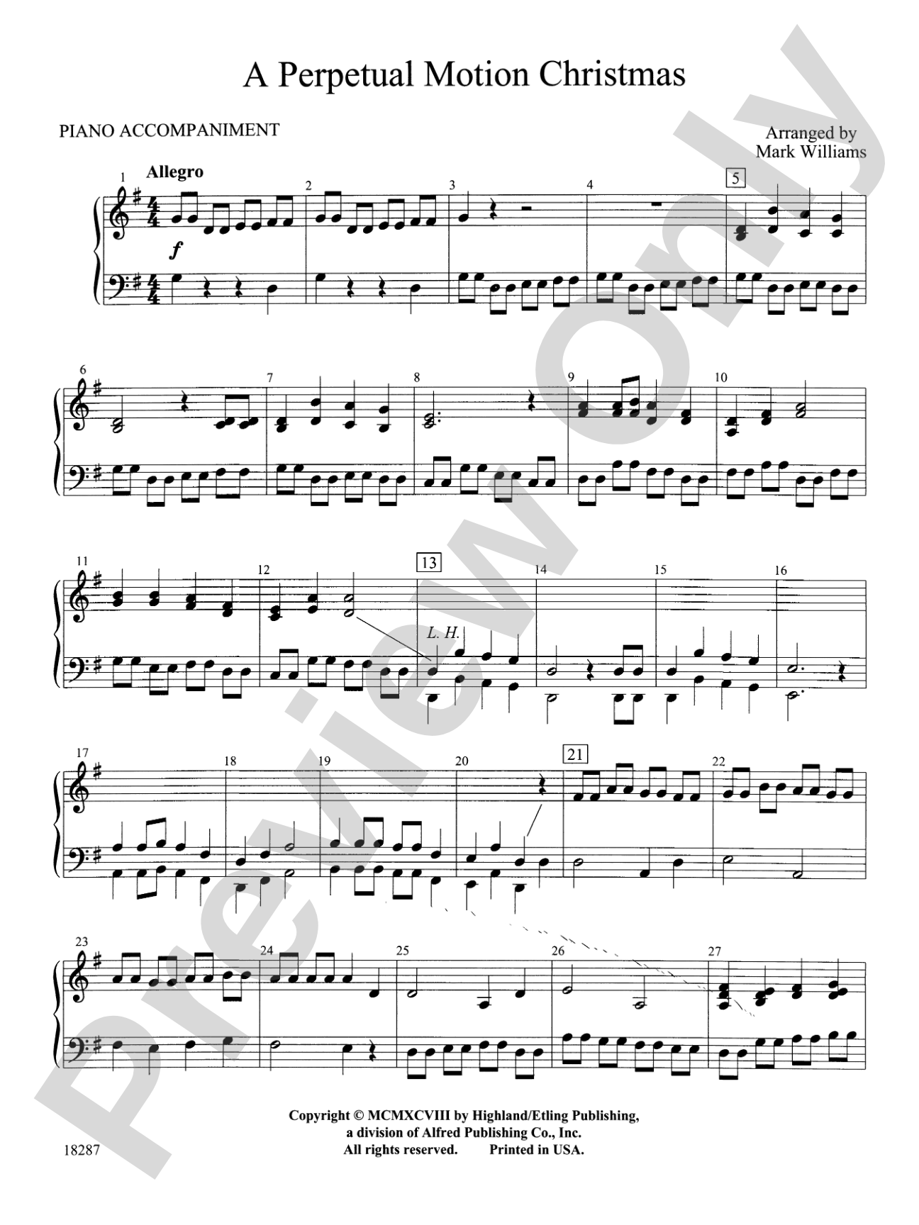 A Perpetual Motion Christmas: Piano Accompaniment