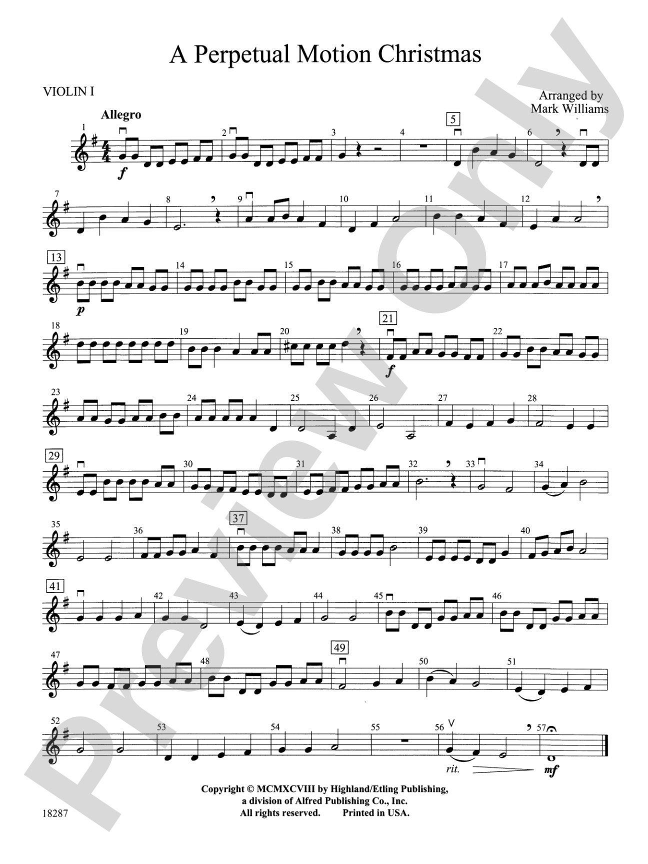 A Perpetual Motion Christmas: 1st Violin