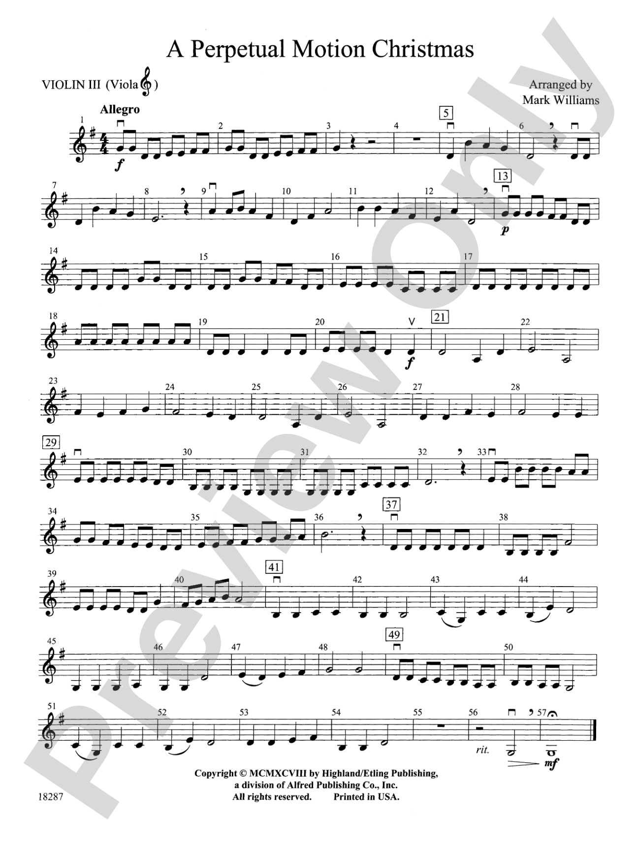 A Perpetual Motion Christmas: 3rd Violin (Viola [TC])
