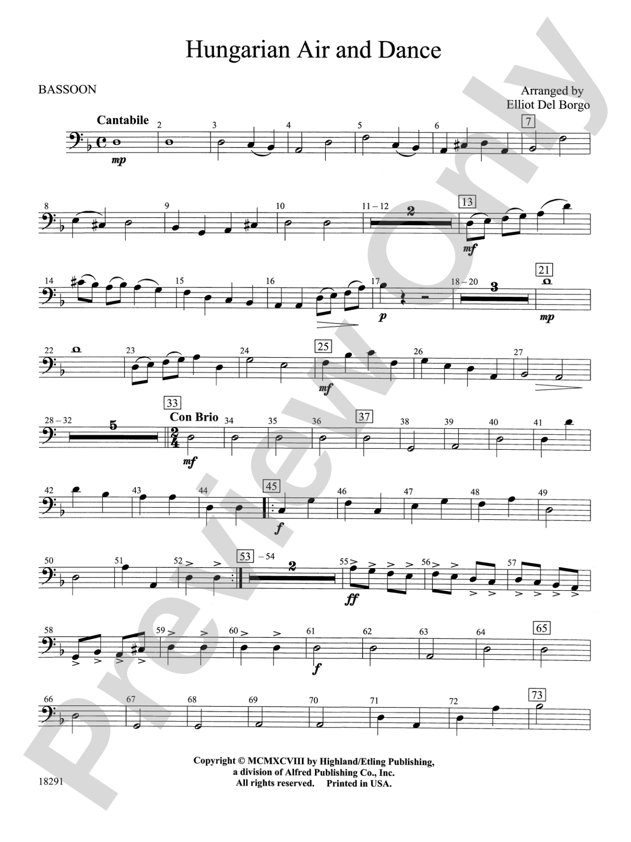 Hungarian Air and Dance: Bassoon