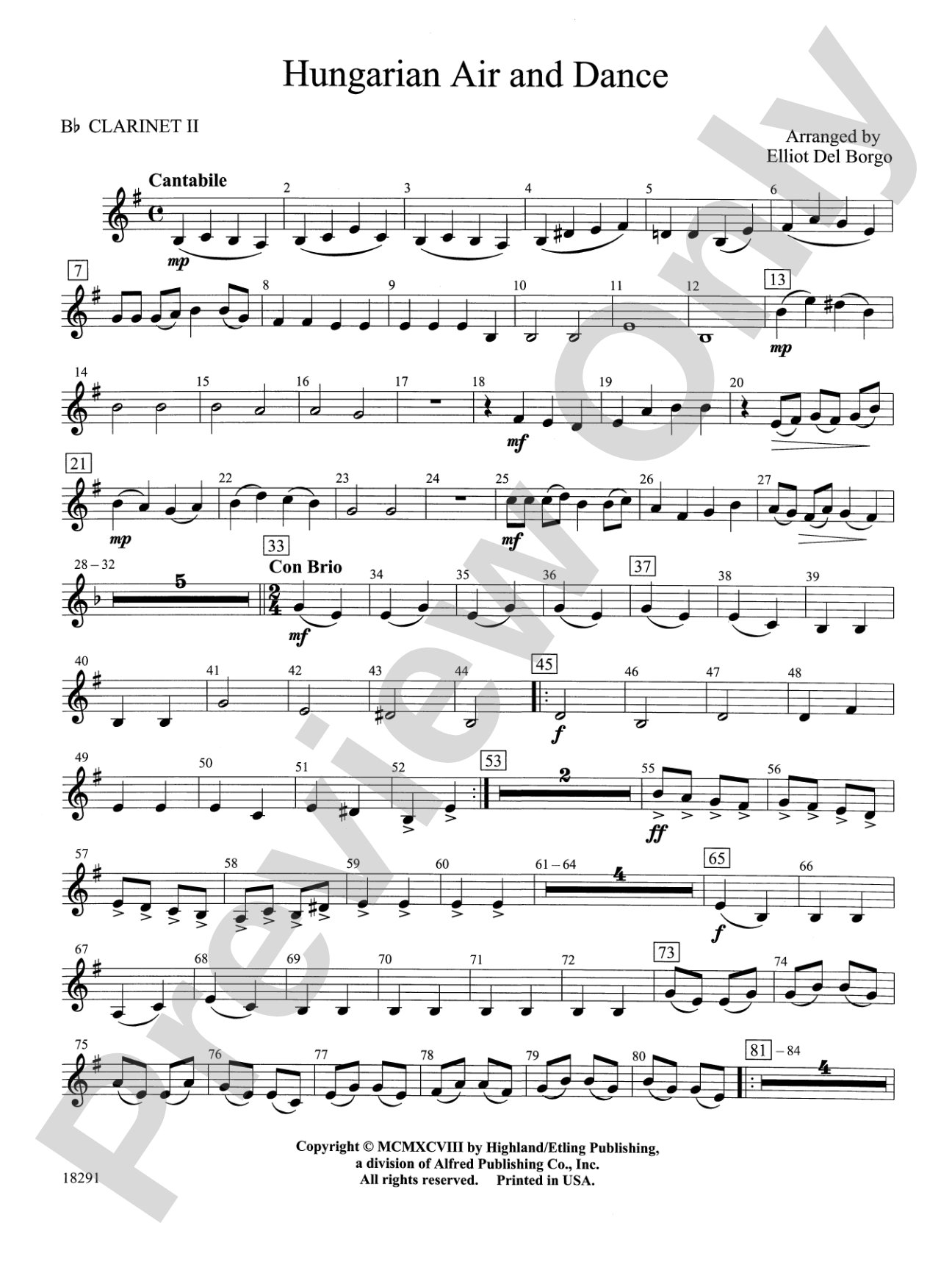 Hungarian Air and Dance: 2nd B-flat Clarinet