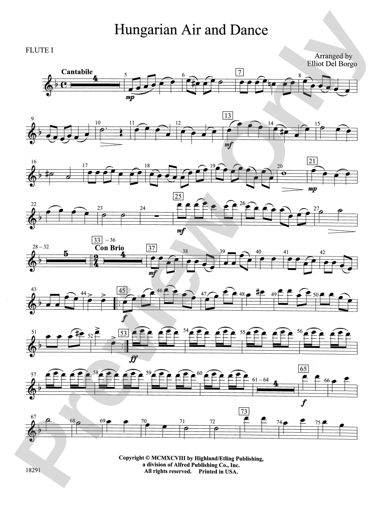 Hungarian Air and Dance: Flute