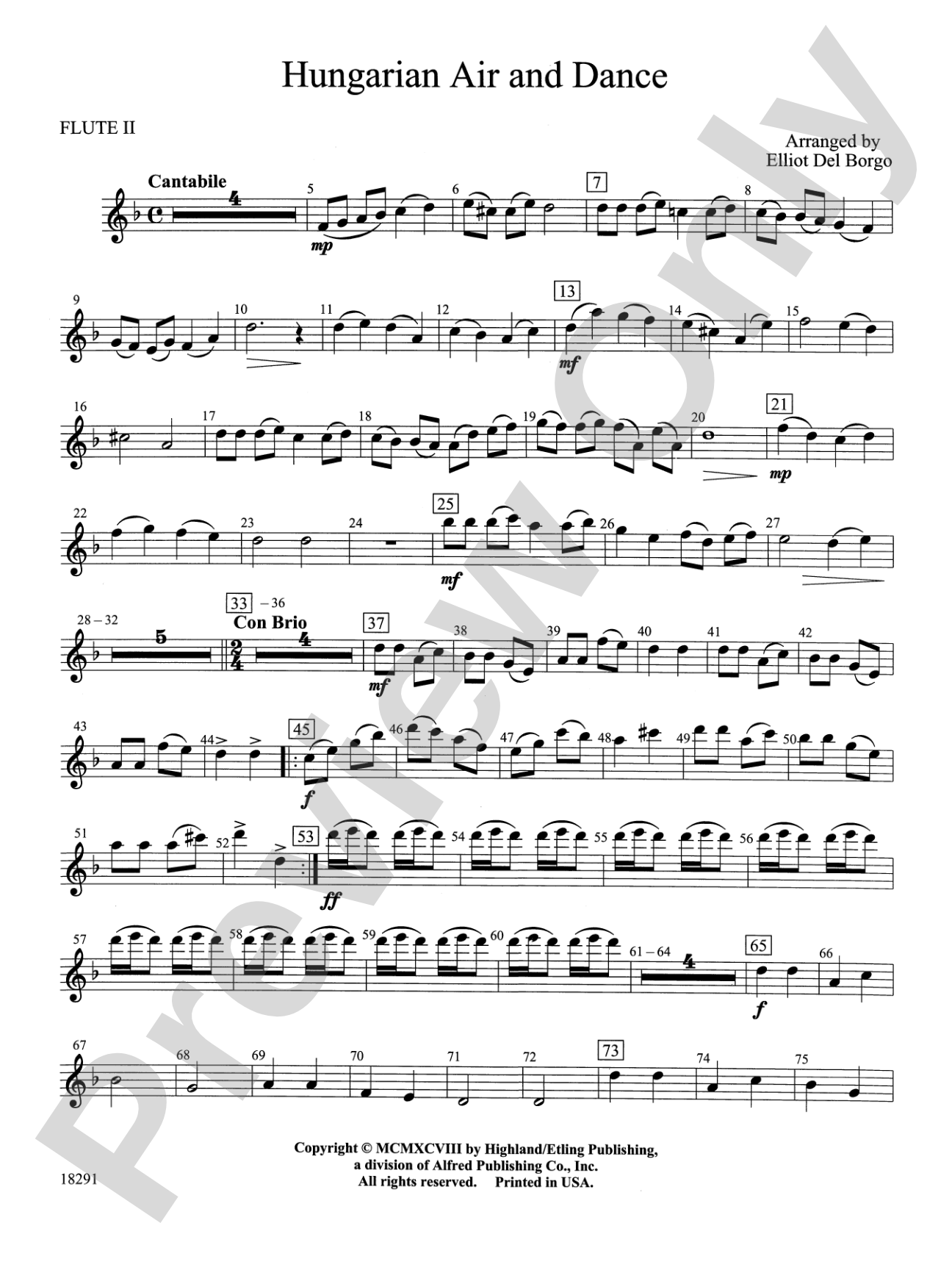 Hungarian Air and Dance: 2nd Flute