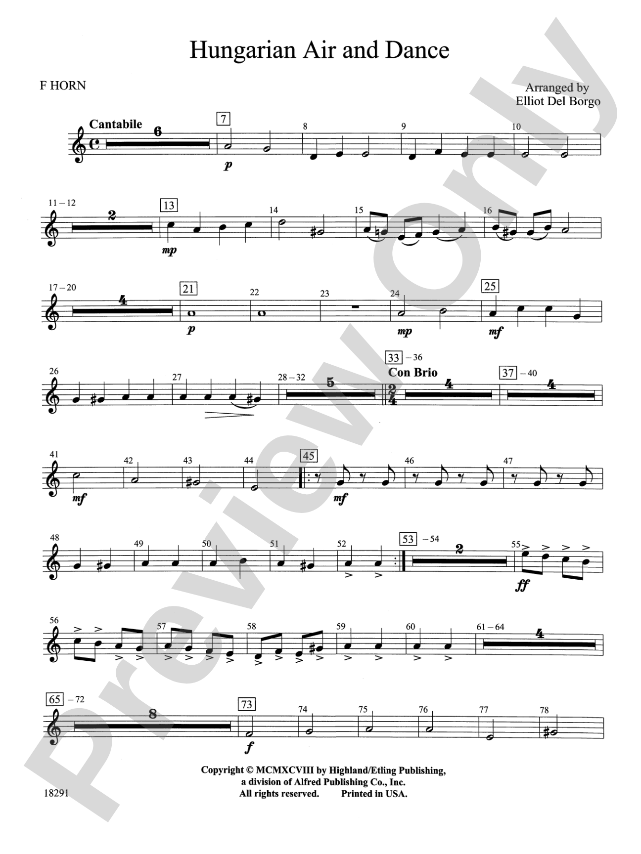 Hungarian Air and Dance: 1st F Horn