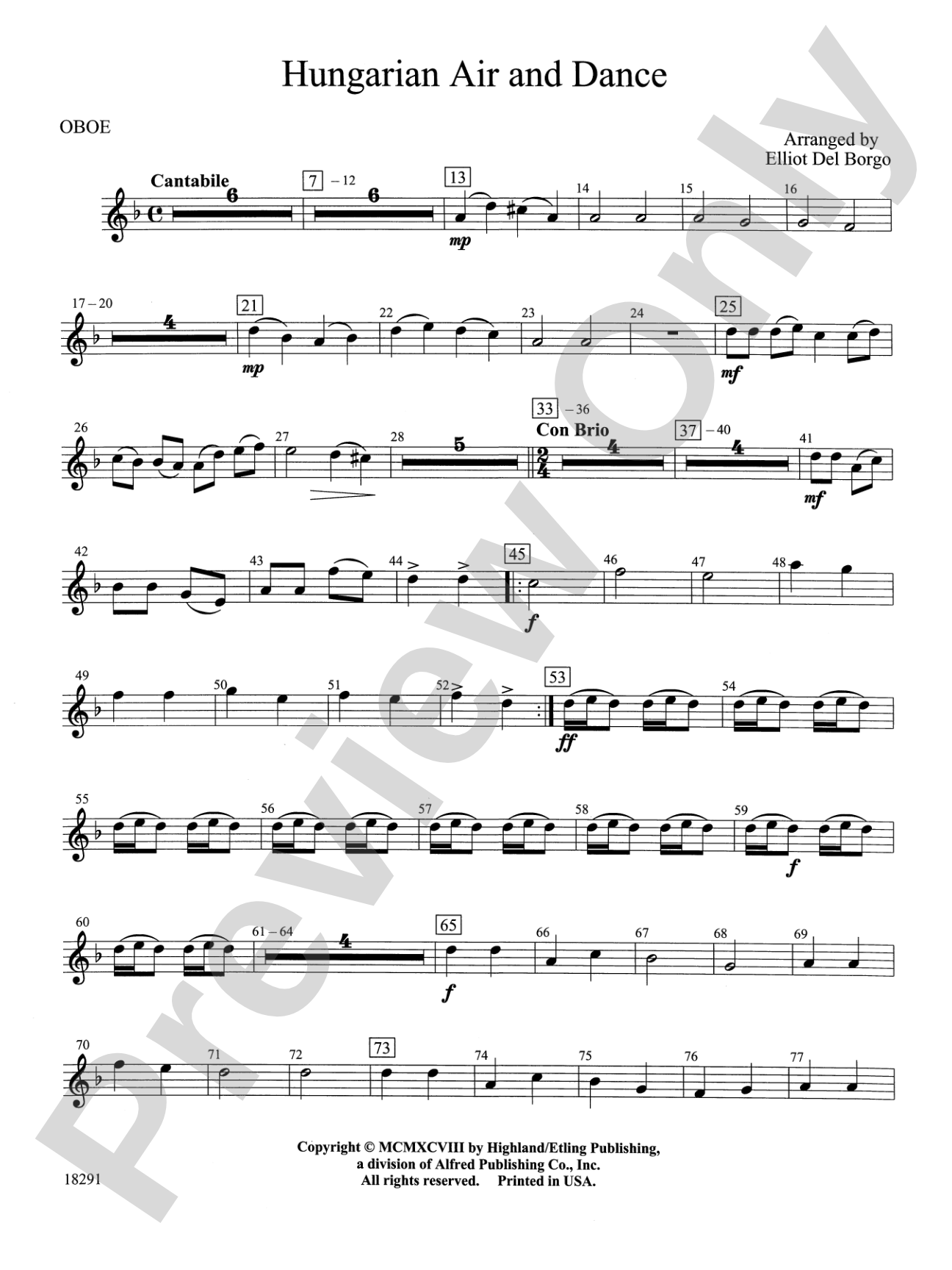 Hungarian Air and Dance: Oboe
