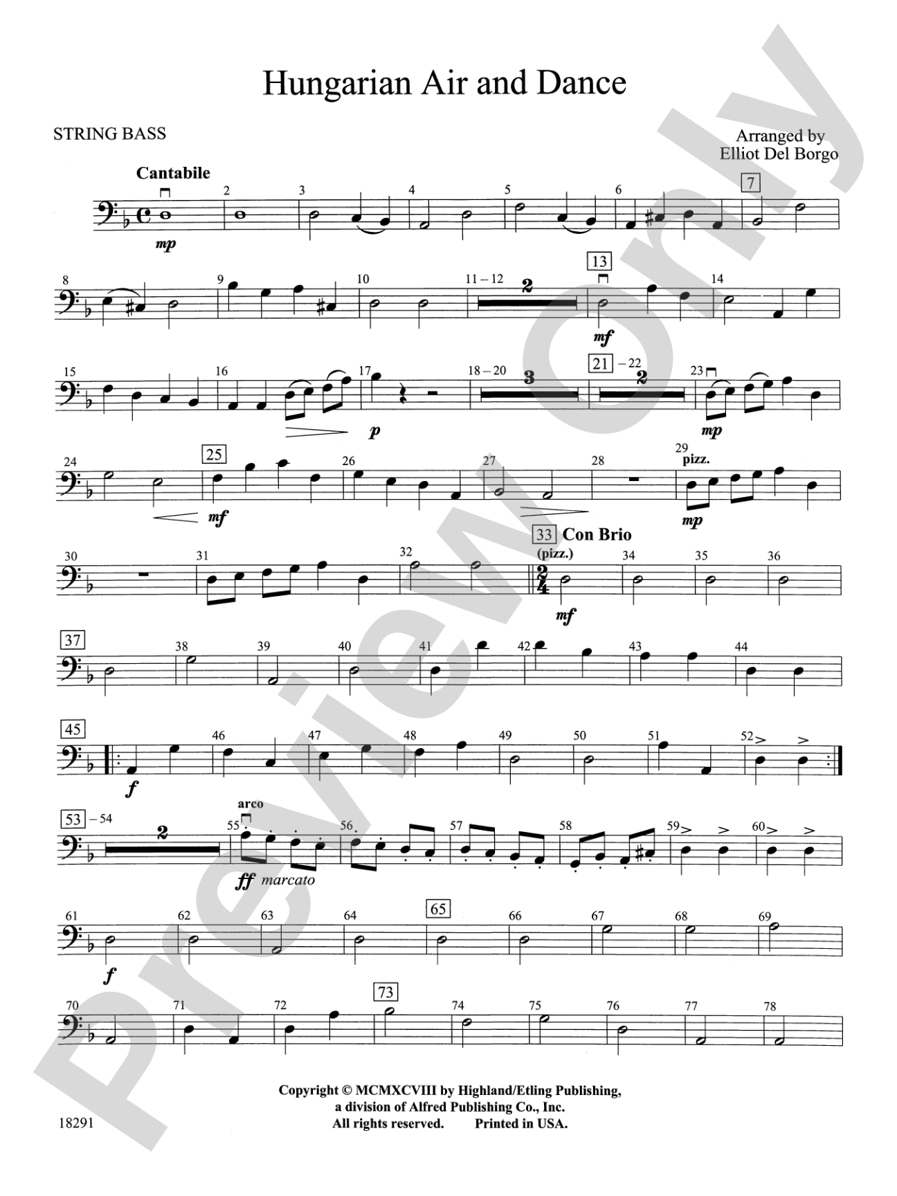 Hungarian Air and Dance: String Bass