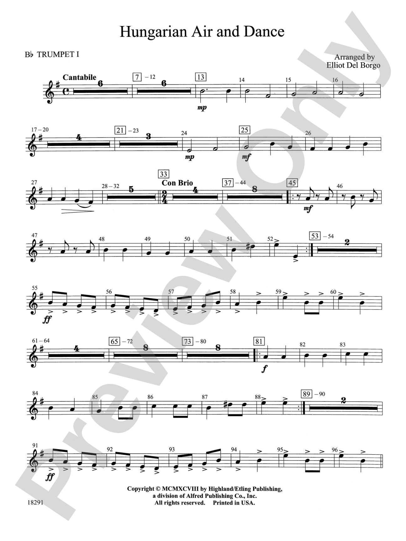 Hungarian Air and Dance: 1st B-flat Trumpet