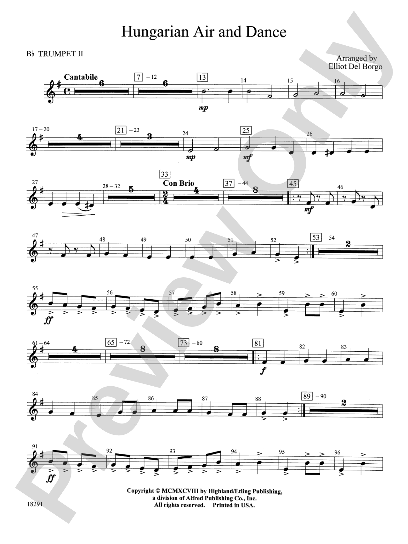 Hungarian Air and Dance: 2nd B-flat Trumpet