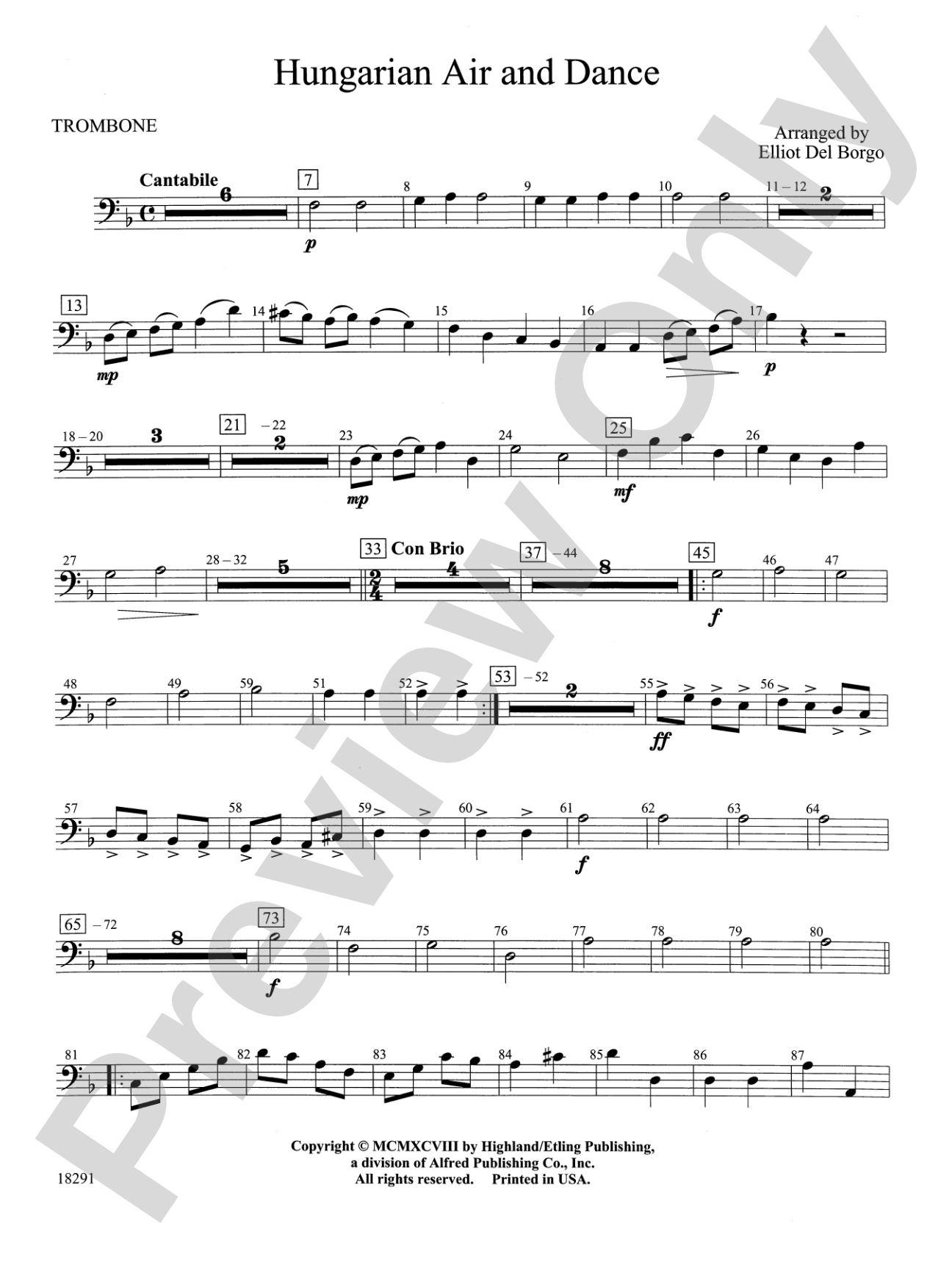 Hungarian Air and Dance: 1st Trombone