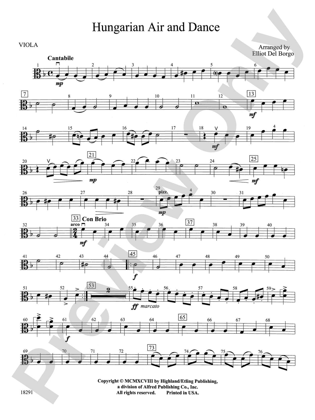 Hungarian Air and Dance: Viola