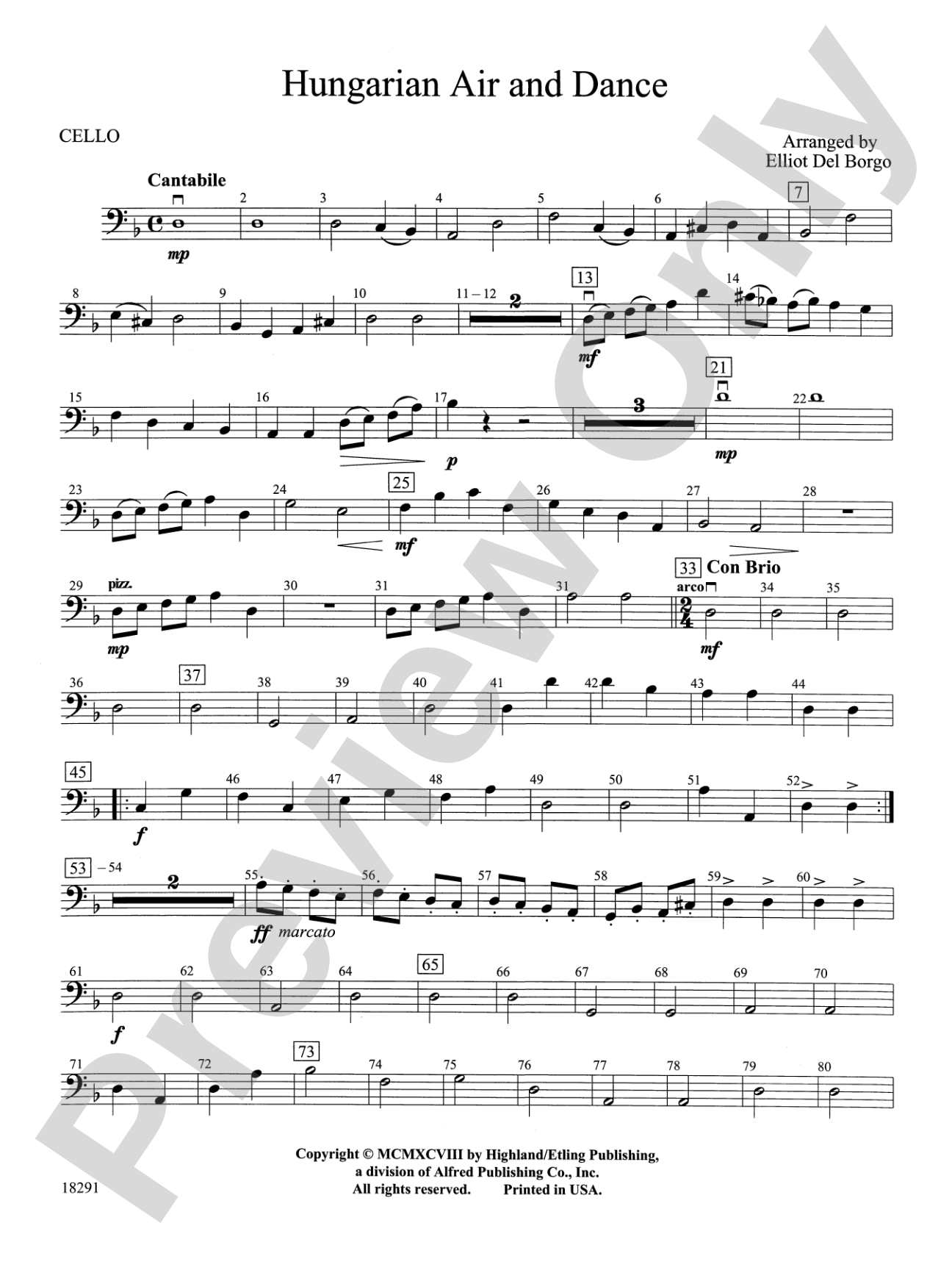 Hungarian Air and Dance: Cello