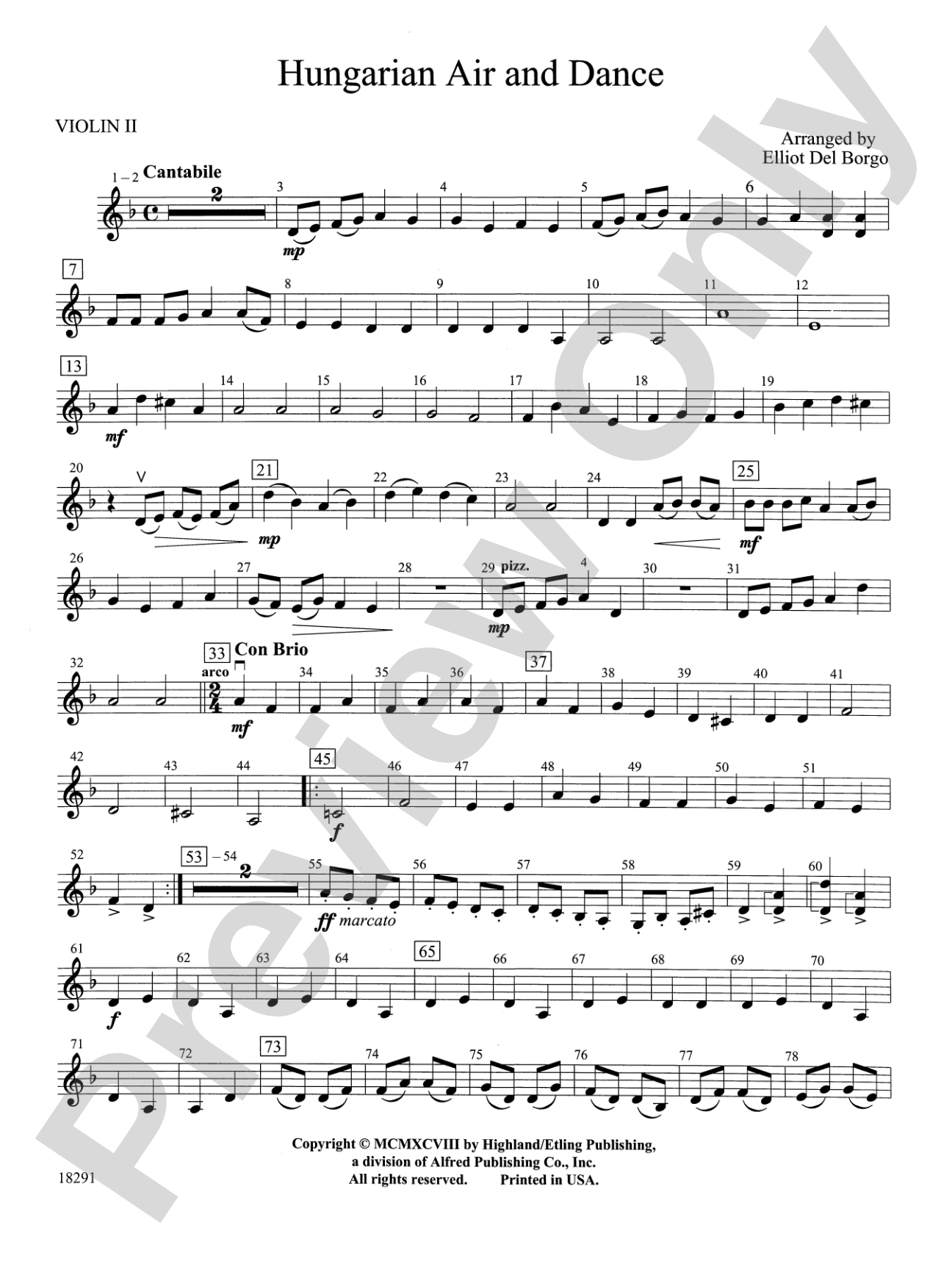 Hungarian Air and Dance: 2nd Violin