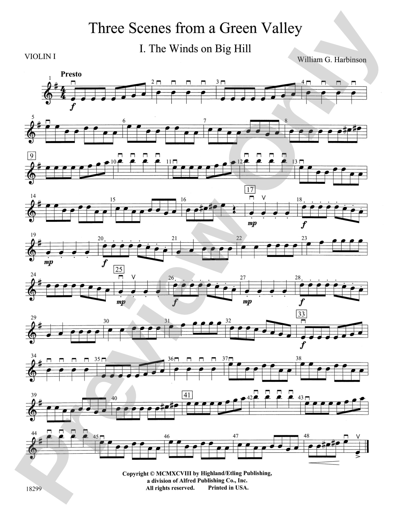 Three Scenes from a Green Valley: 1st Violin