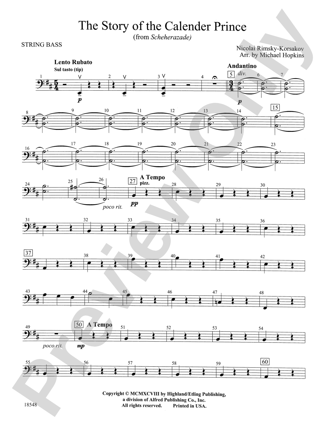 The Story of the Calendar Prince, from "Scheherazade": String Bass