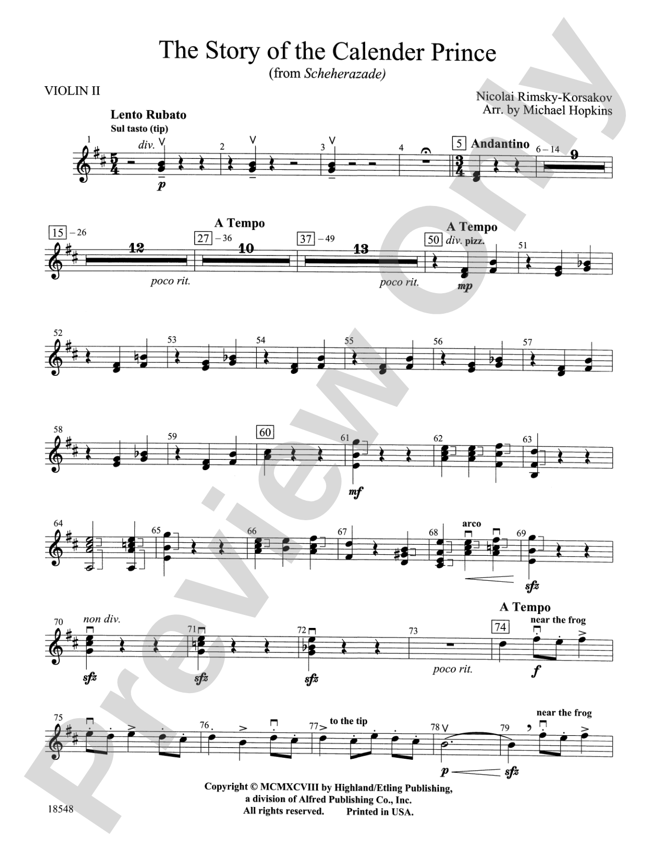 The Story of the Calendar Prince, from "Scheherazade": 2nd Violin