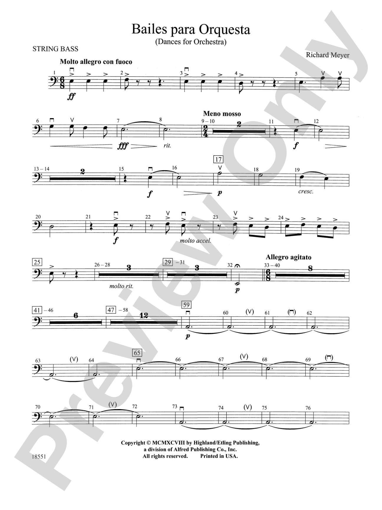 Bailes para Orquesta (For Two Solo Violins and String Orchestra): String Bass