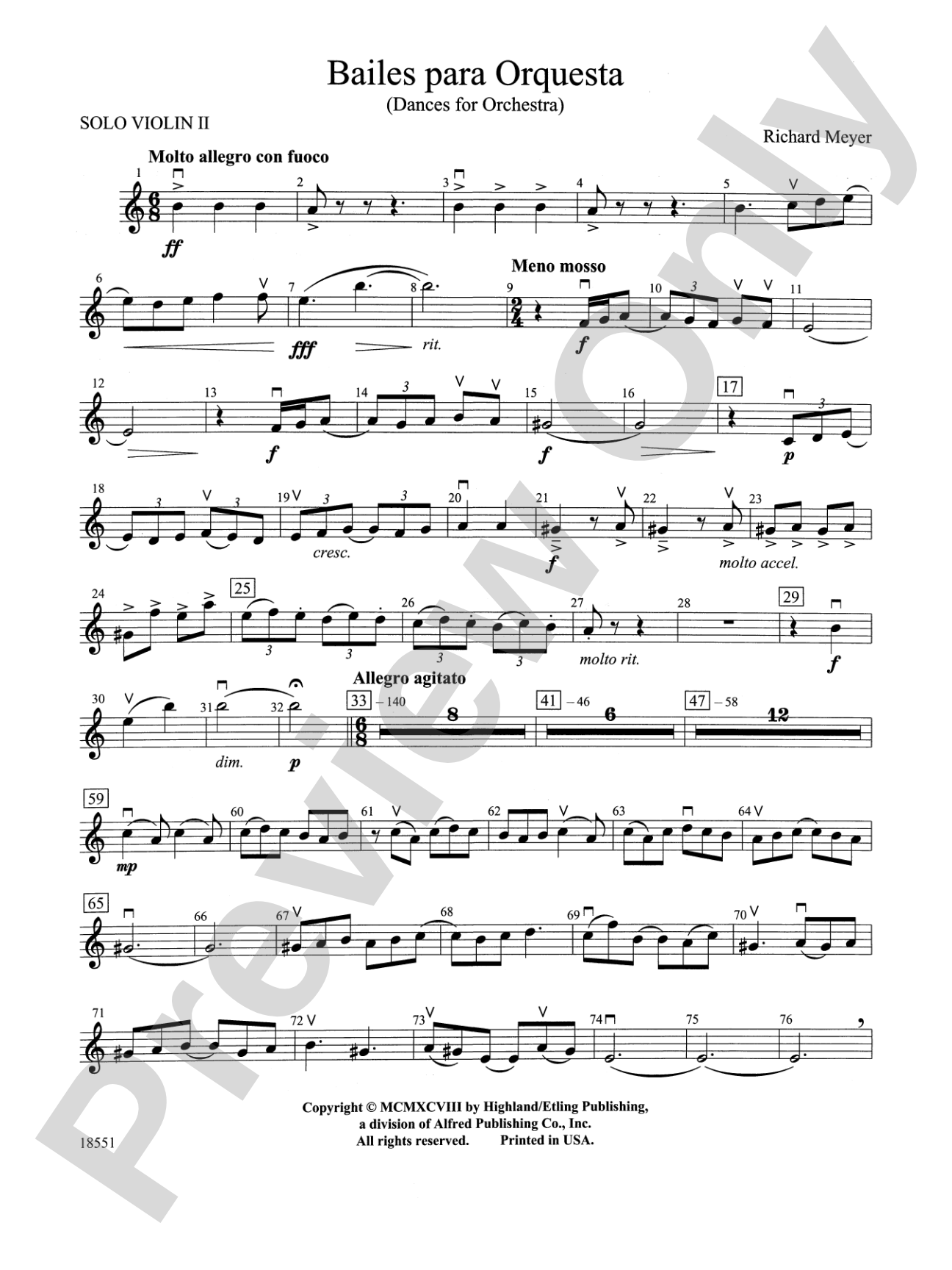 Bailes para Orquesta (For Two Solo Violins and String Orchestra): Solo 2nd Violin