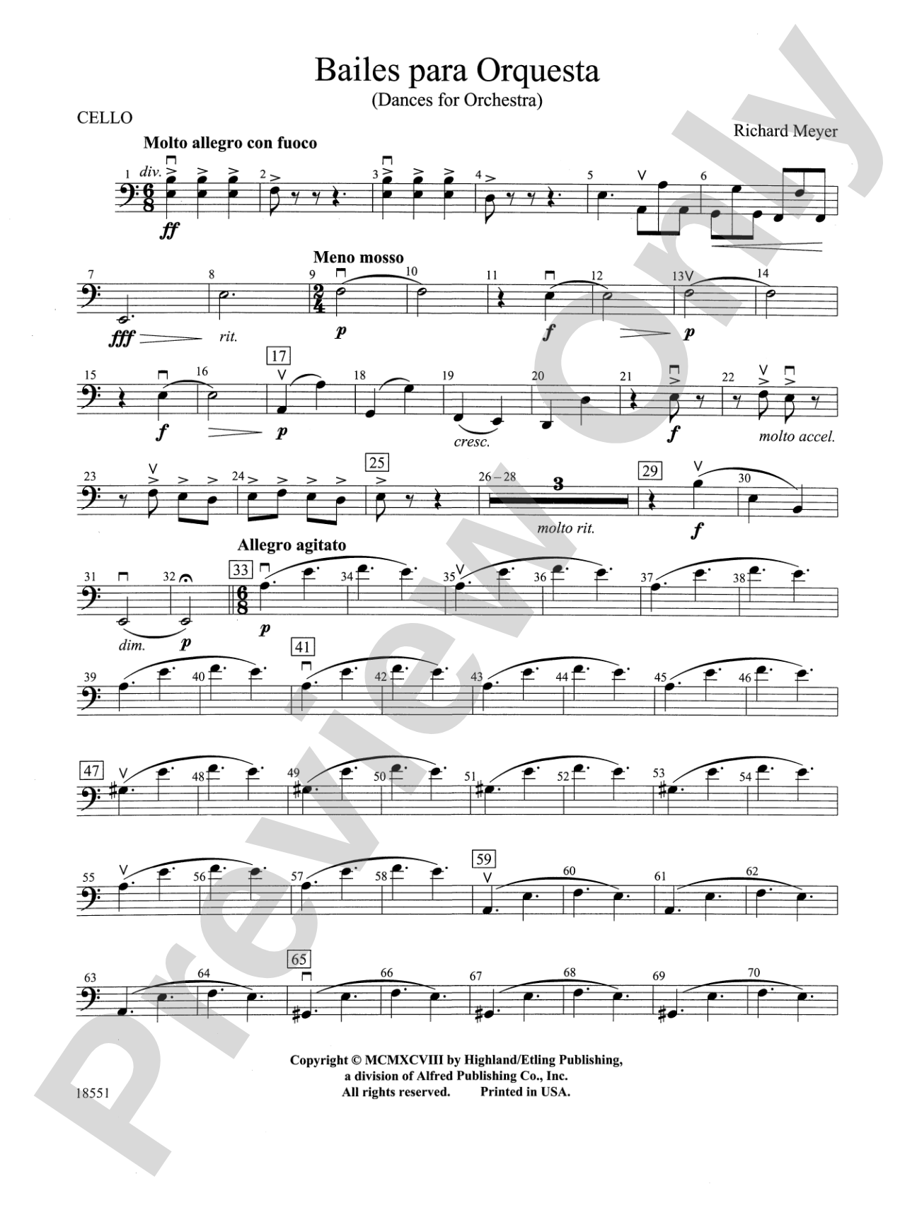 Bailes para Orquesta (For Two Solo Violins and String Orchestra): Cello
