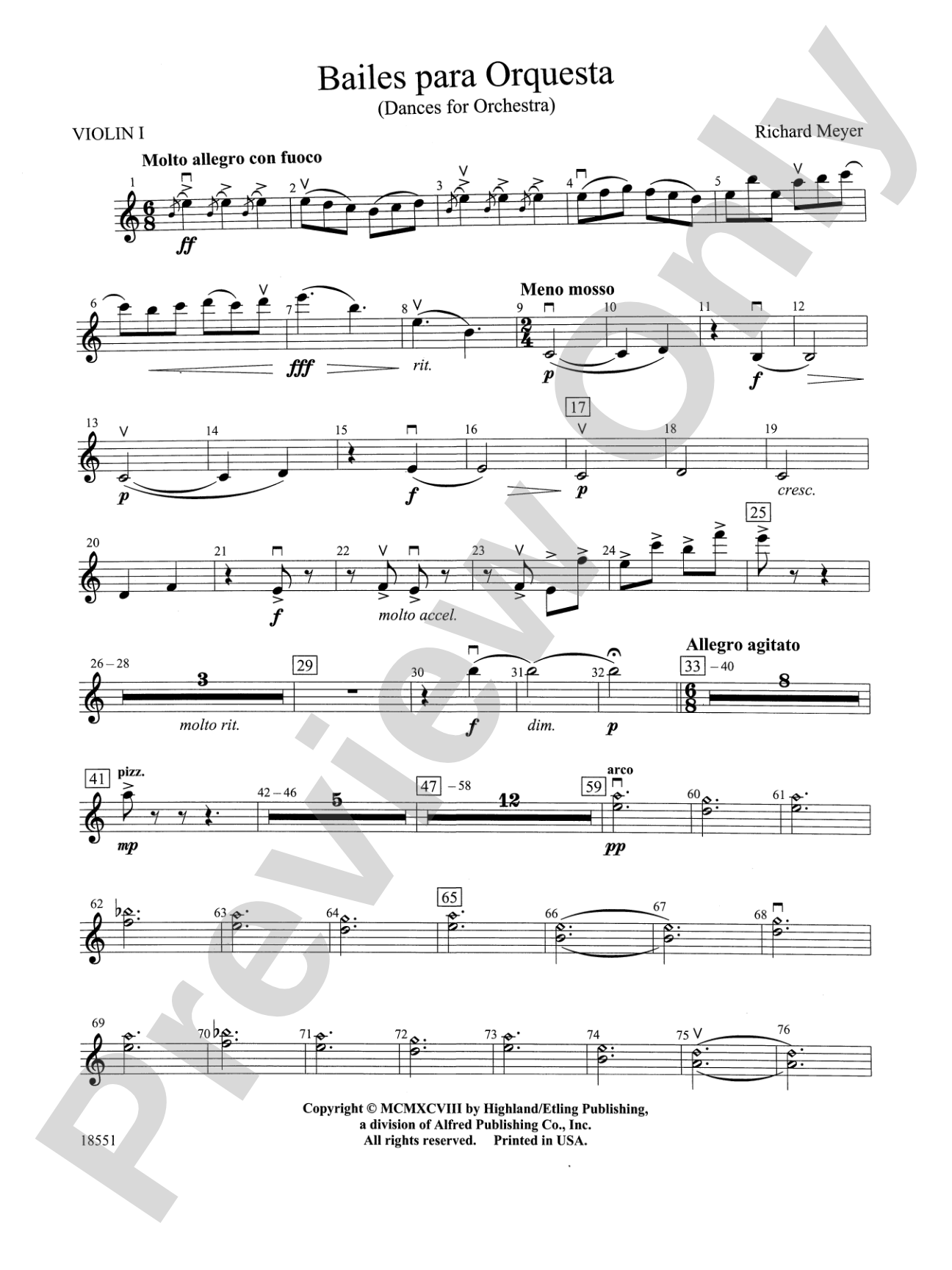 Bailes para Orquesta (For Two Solo Violins and String Orchestra): 1st Violin