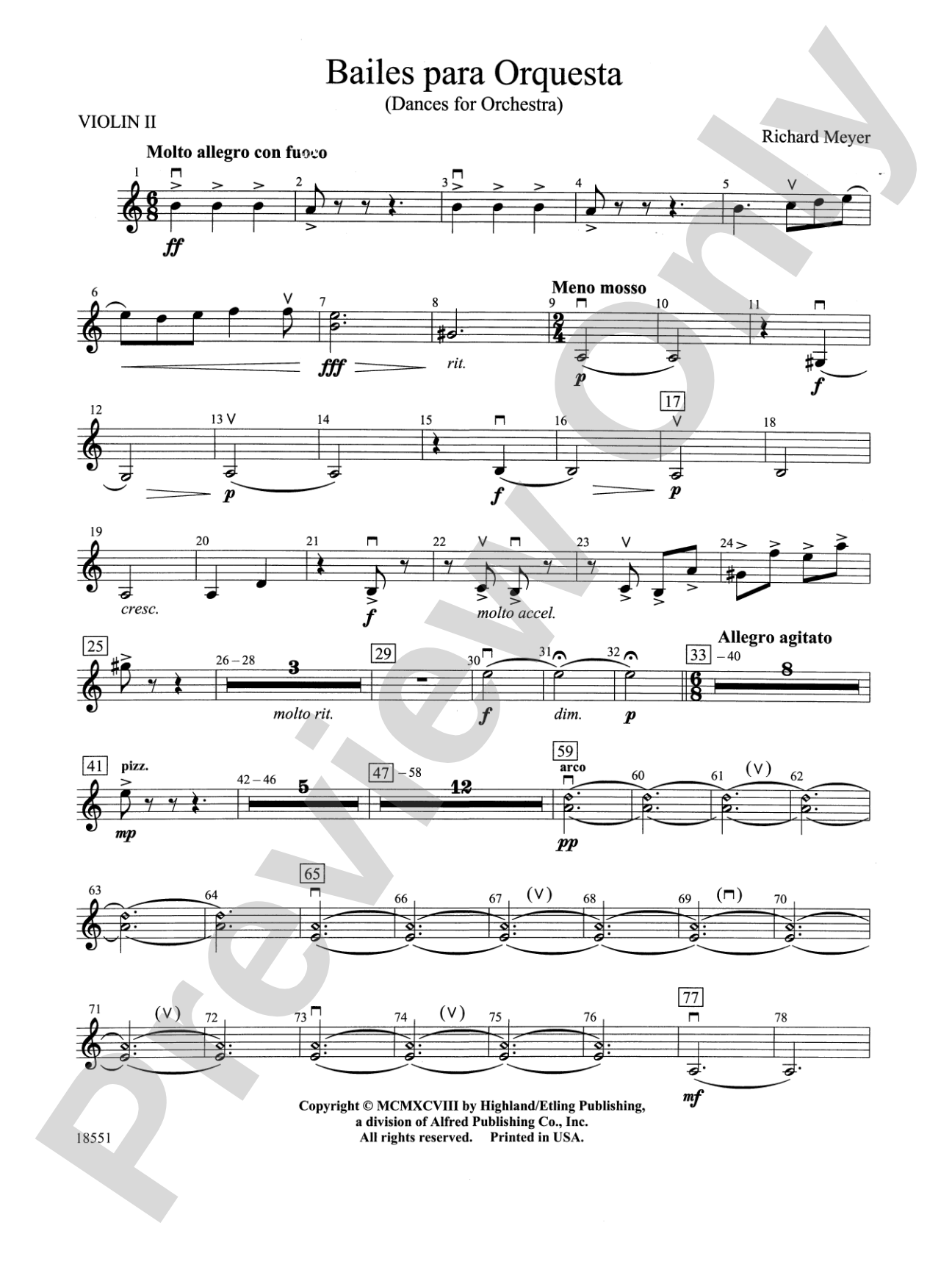 Bailes para Orquesta (For Two Solo Violins and String Orchestra): 2nd Violin