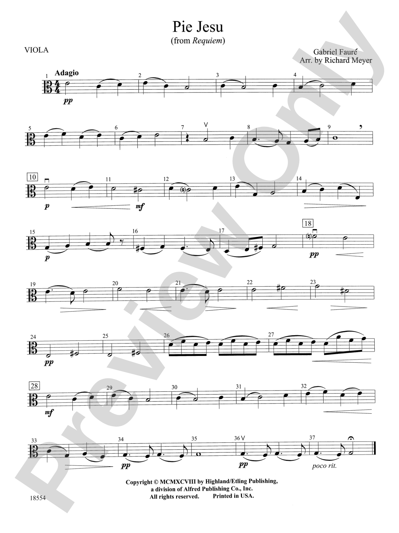 Pie Jesu from "Requiem": Viola