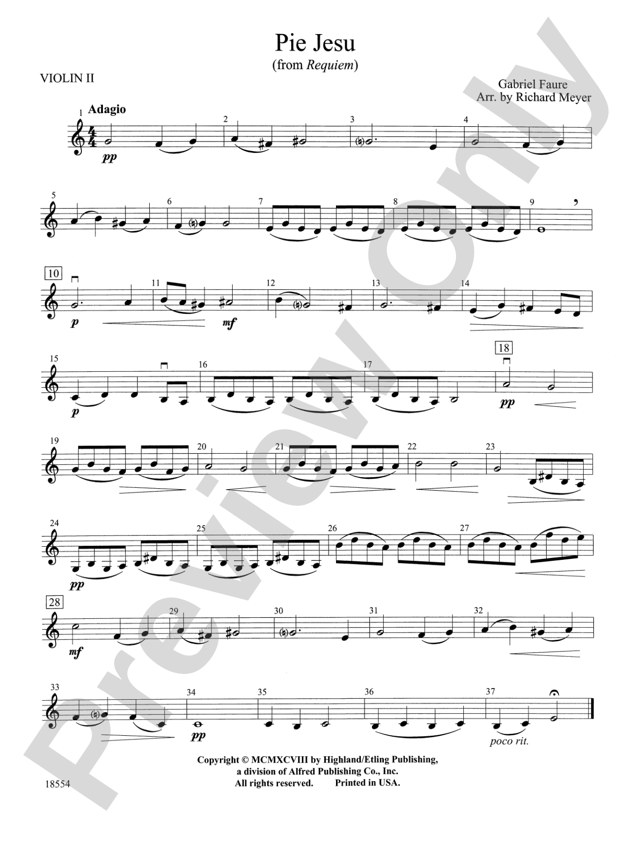 Pie Jesu from "Requiem": 2nd Violin