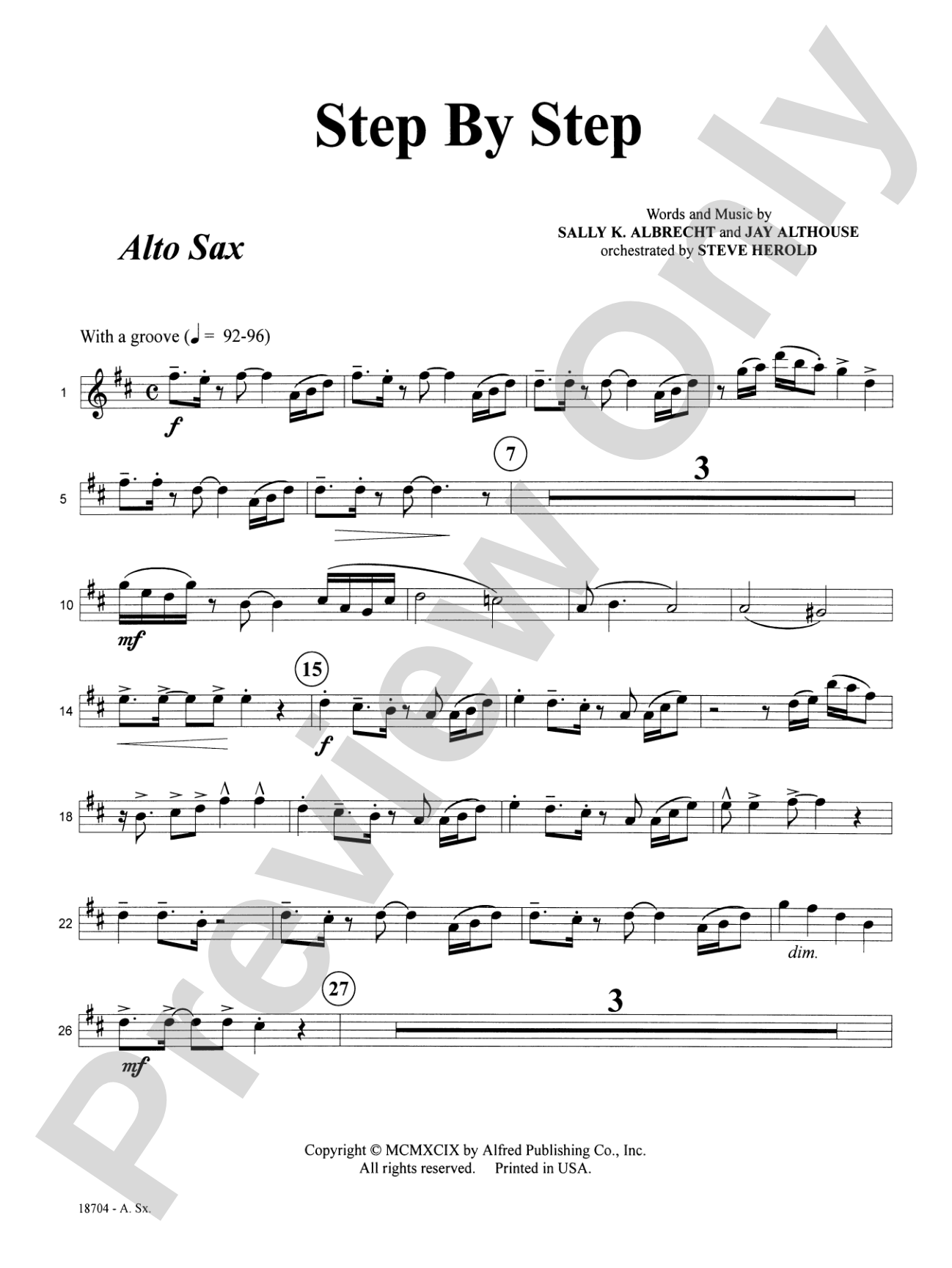 Step by Step: E-flat Alto Saxophone: Choral SoundPax