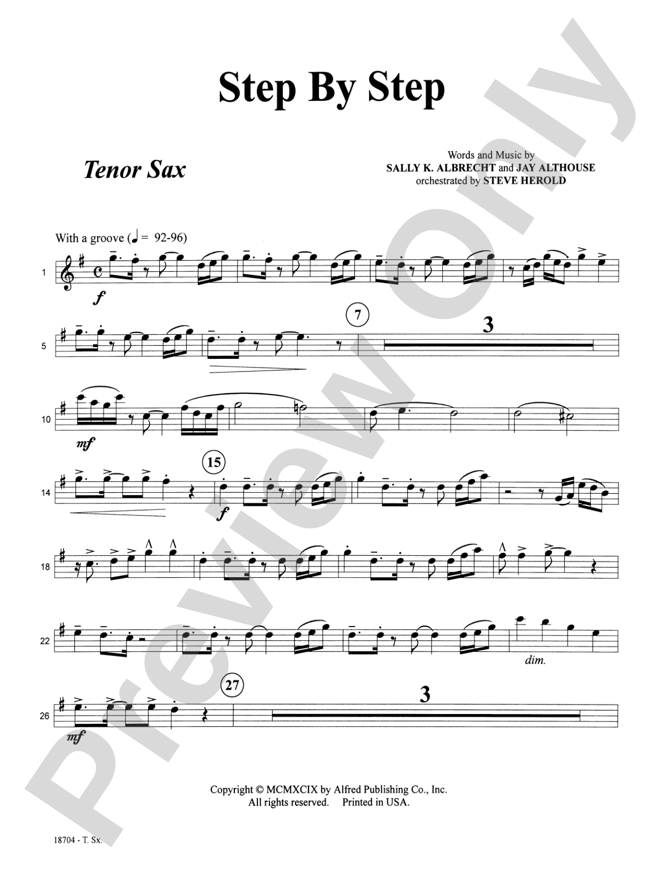 Step by Step: B-flat Tenor Saxophone: Choral SoundPax
