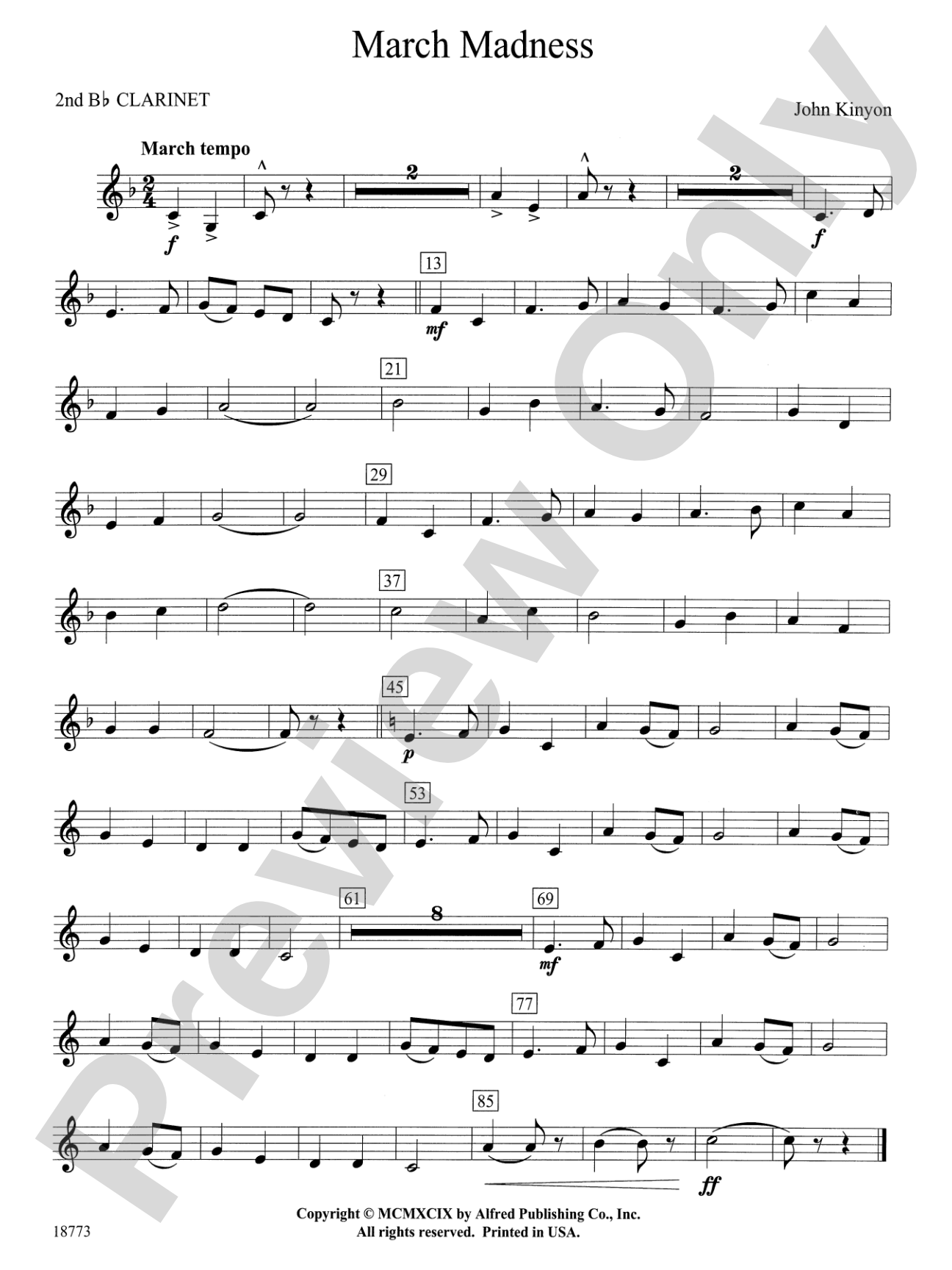 March Madness: 2nd B-flat Clarinet