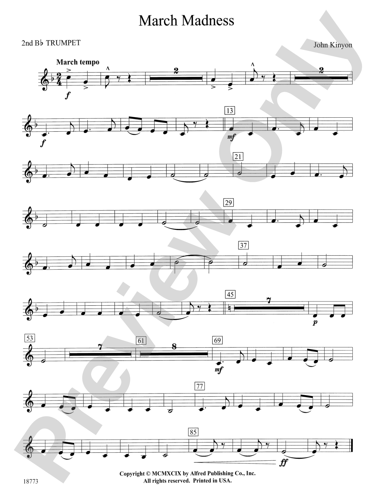 March Madness: 2nd B-flat Trumpet