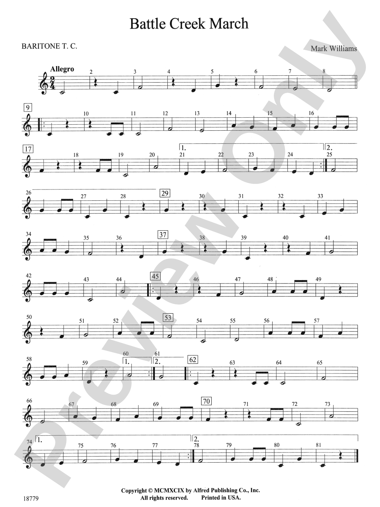 Battle Creek March: Baritone T.C.