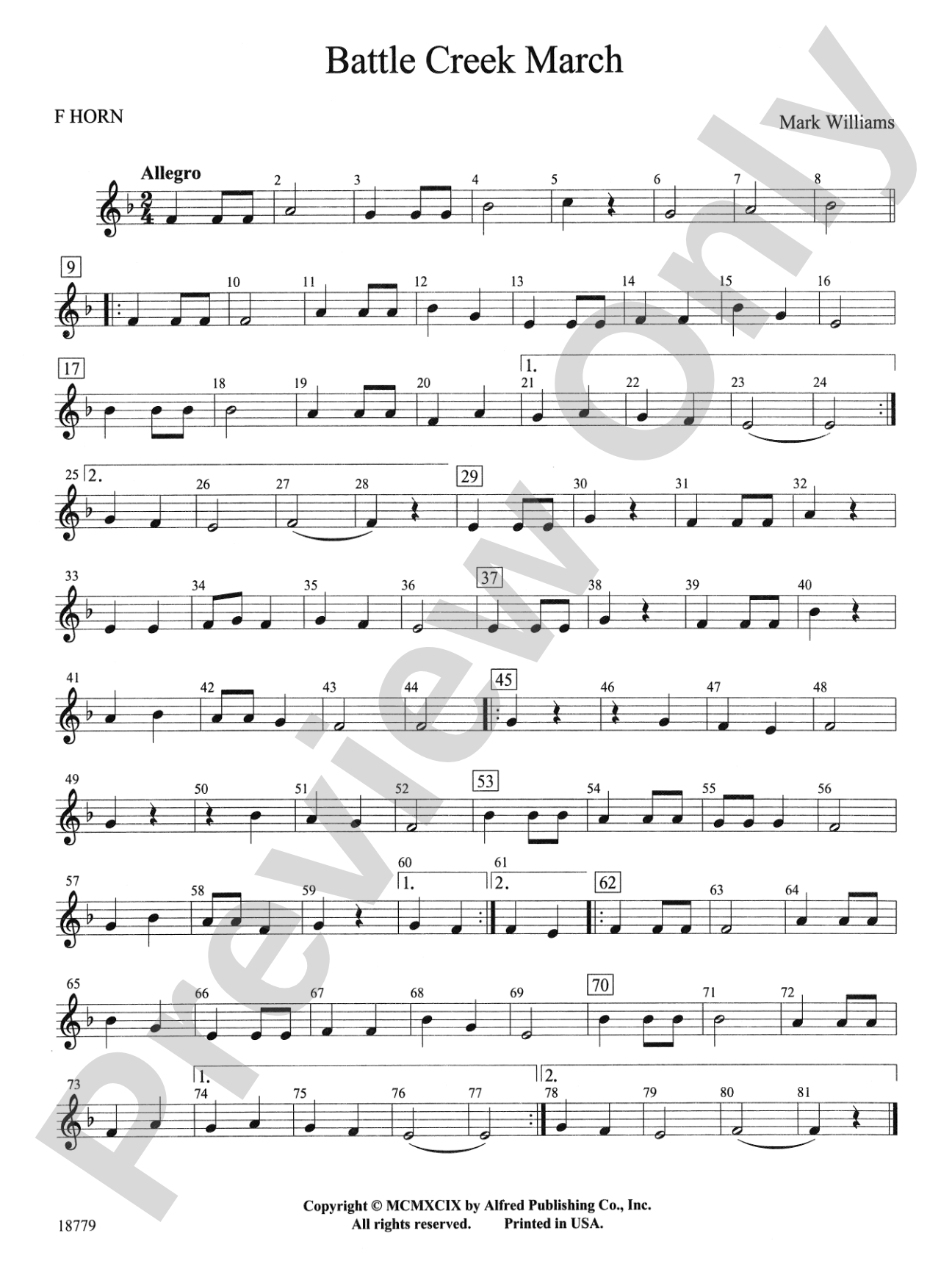 Battle Creek March: 1st F Horn