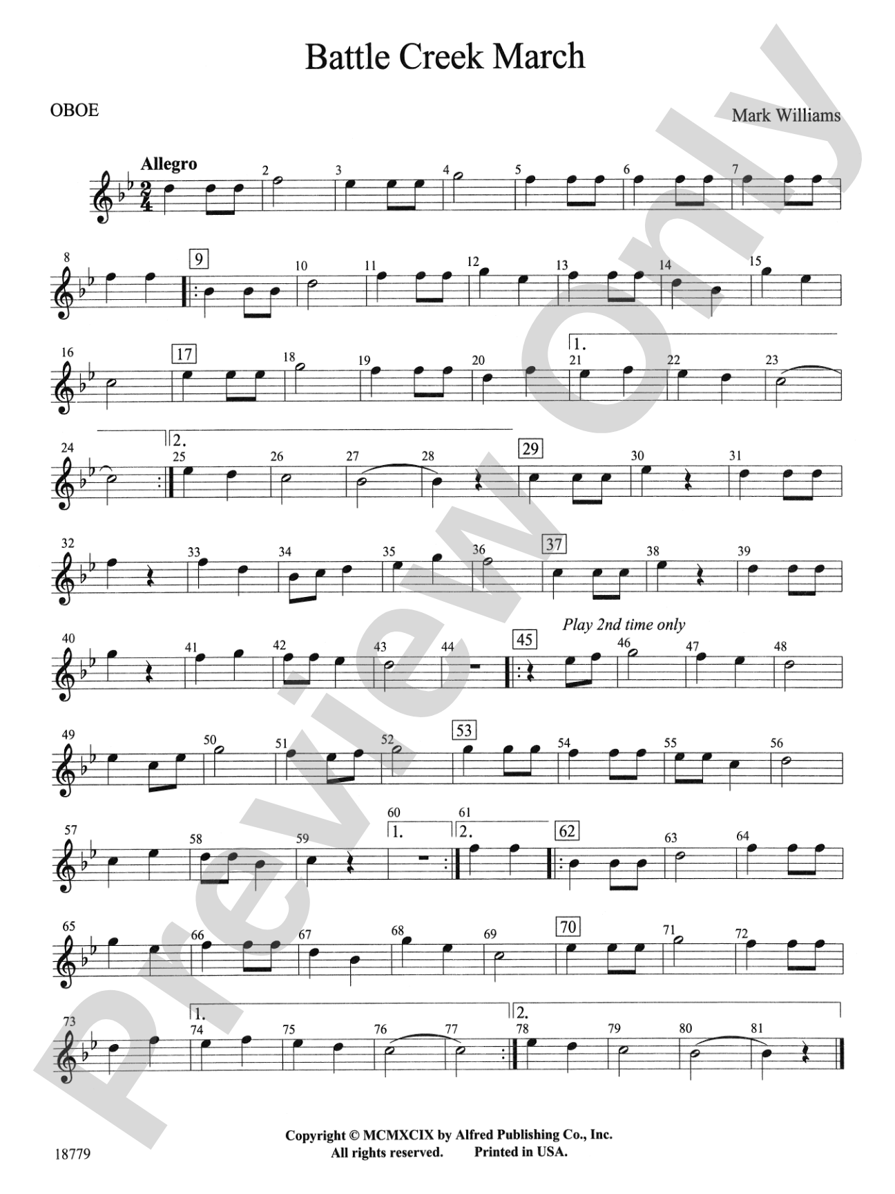 Battle Creek March: Oboe
